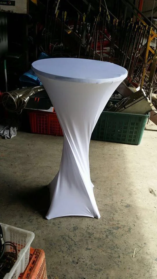 Cocktail table w/ white stretch cover