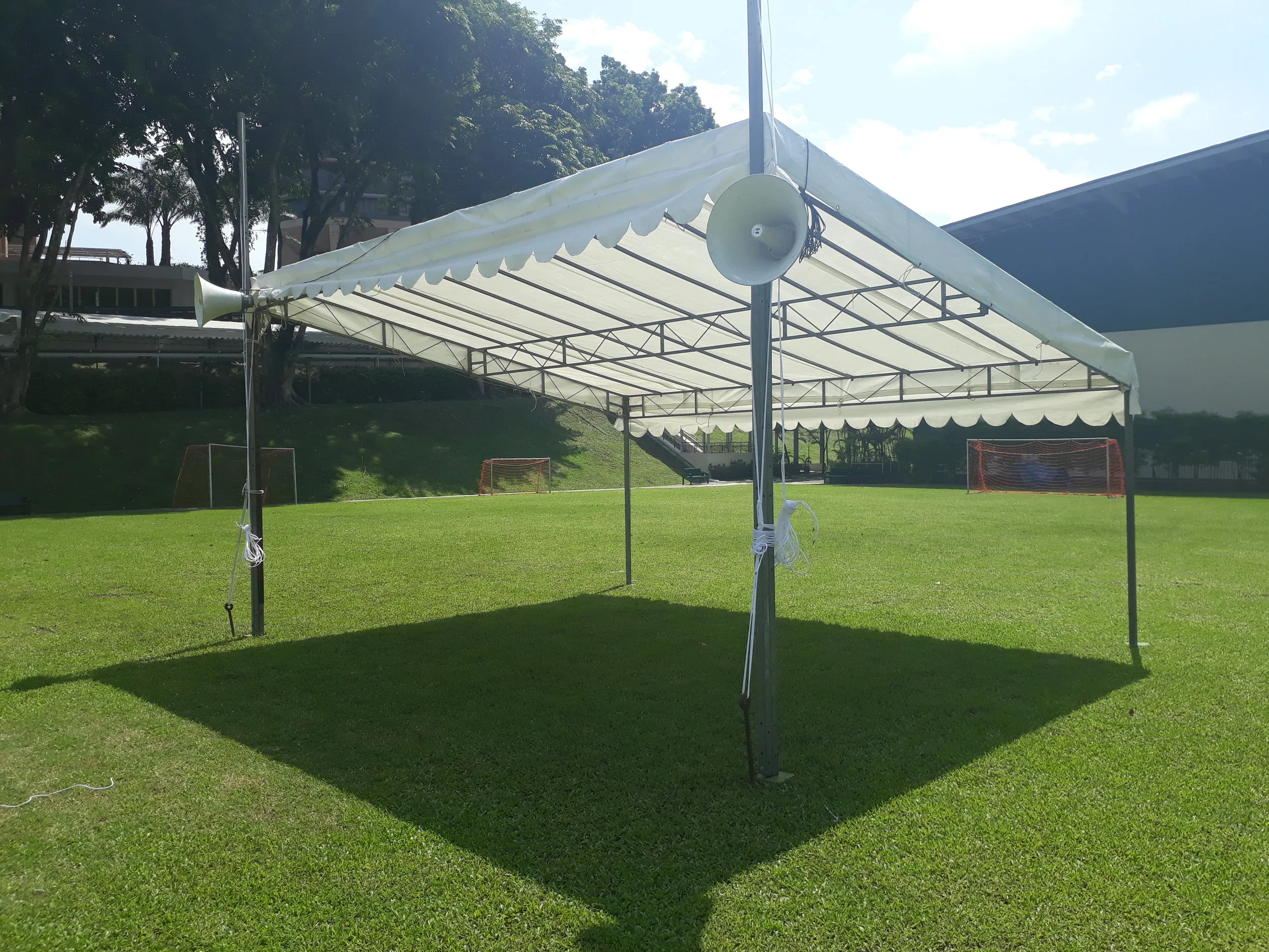 Single Slope Tent w/ mounted horn speakers