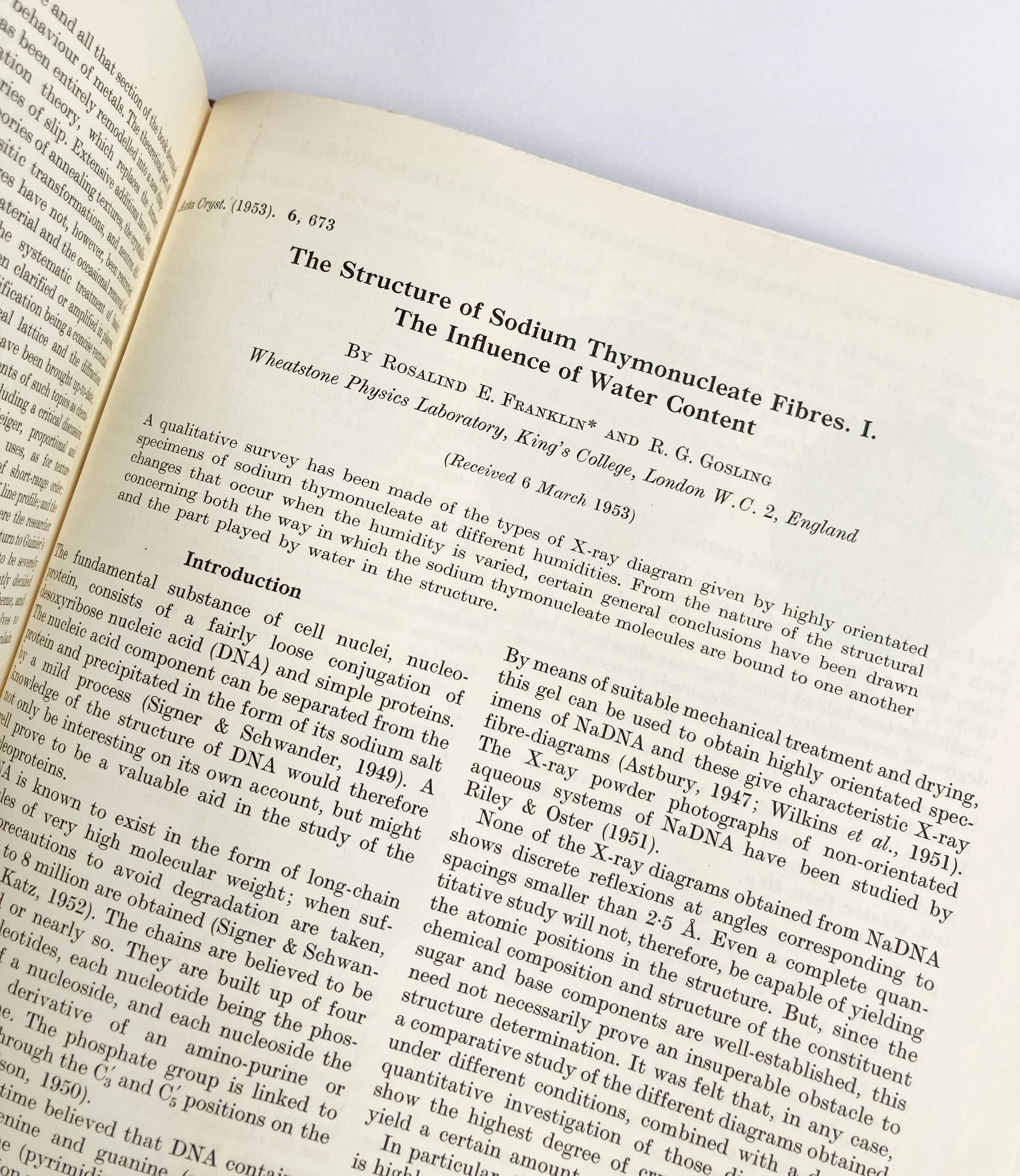 Rosalind Franklin's major paper on DNA, 1953