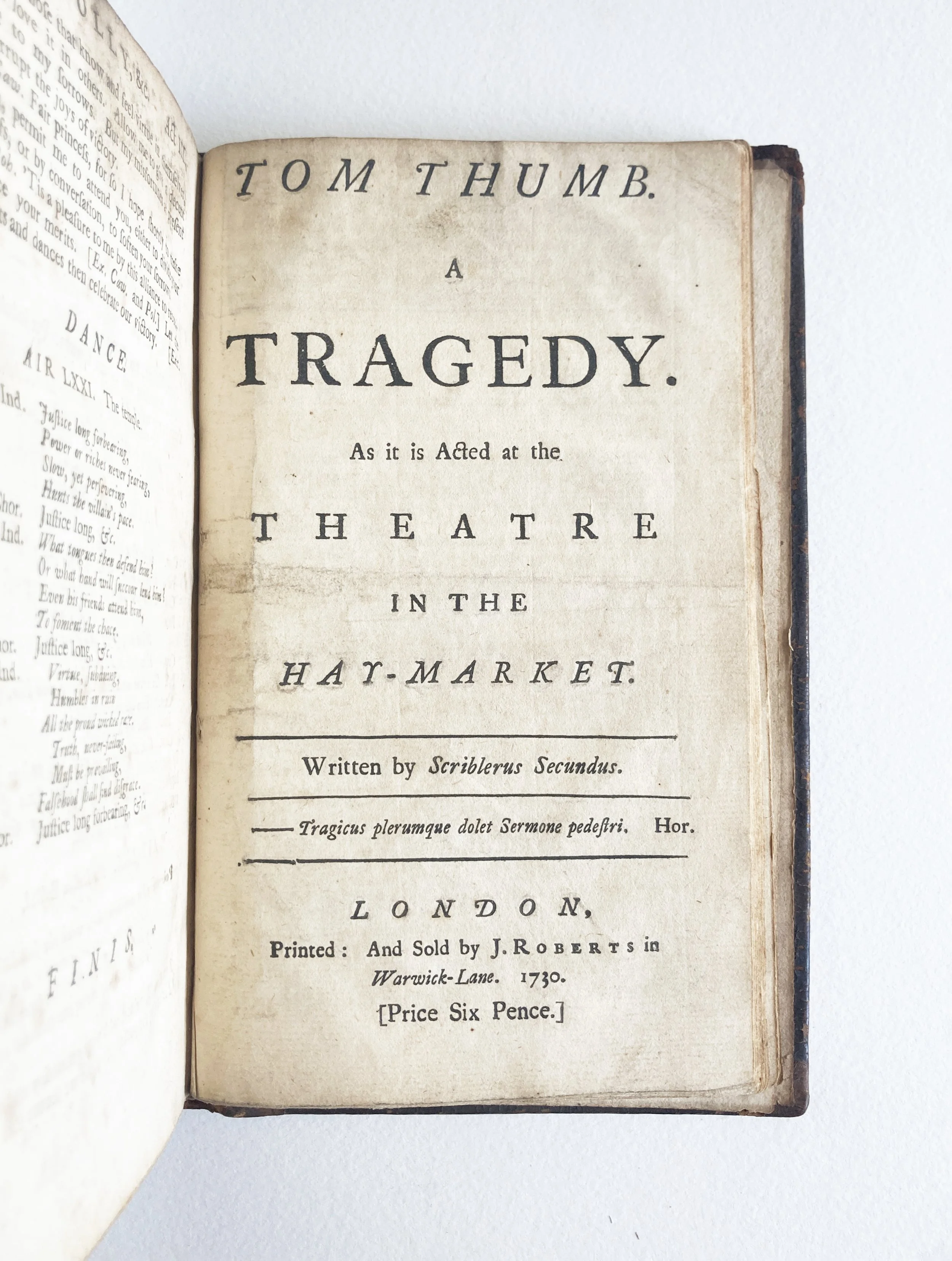AN UNRECORDED 1730 ISSUE OF TOM THUMB, CONTAINED IN A SIGNIFICANT COLLECTION OF AUGUSTAN SATIRE