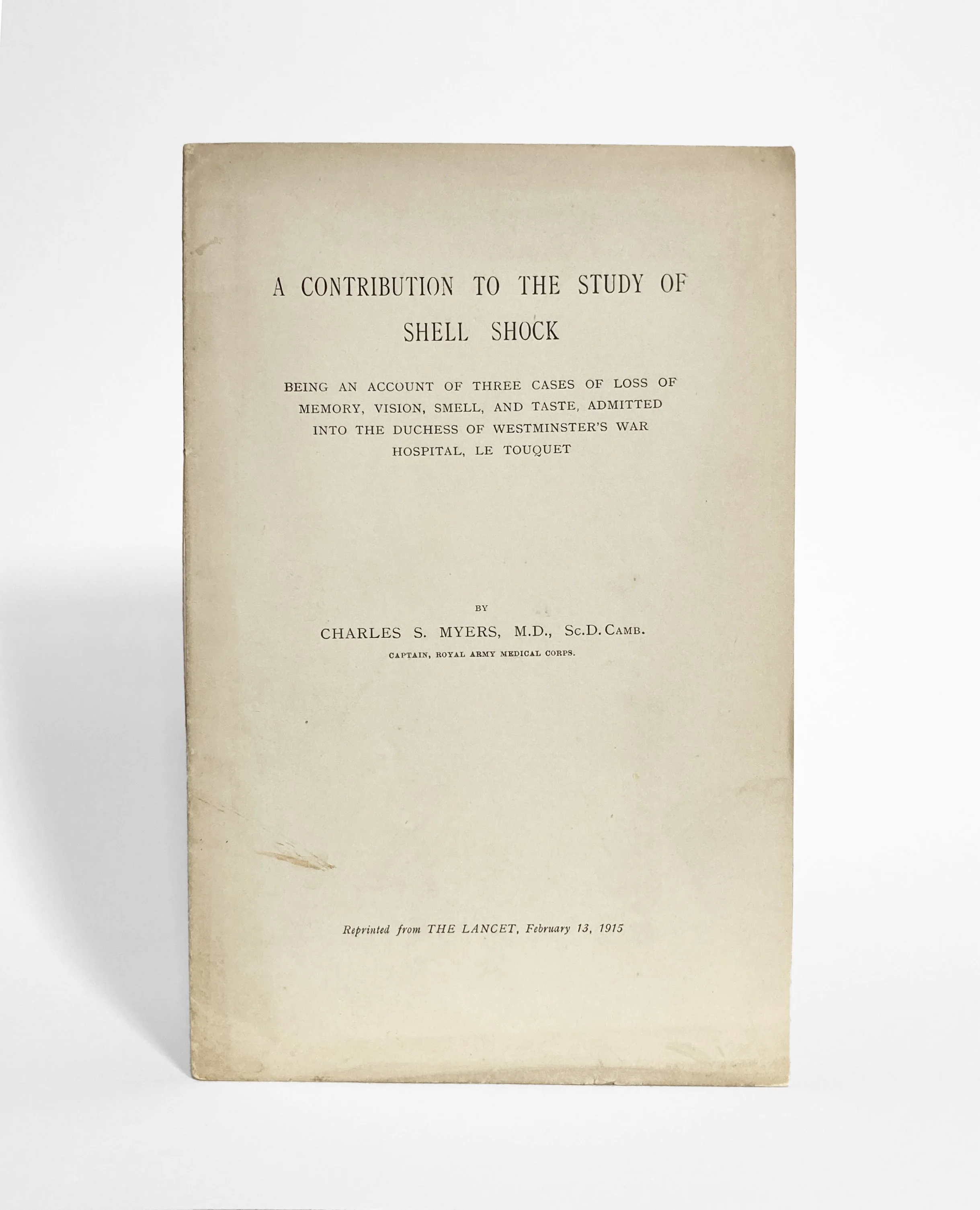 C.S. Myers on Shell Shock: Exceptionally scarce offprint group, 1915–1919