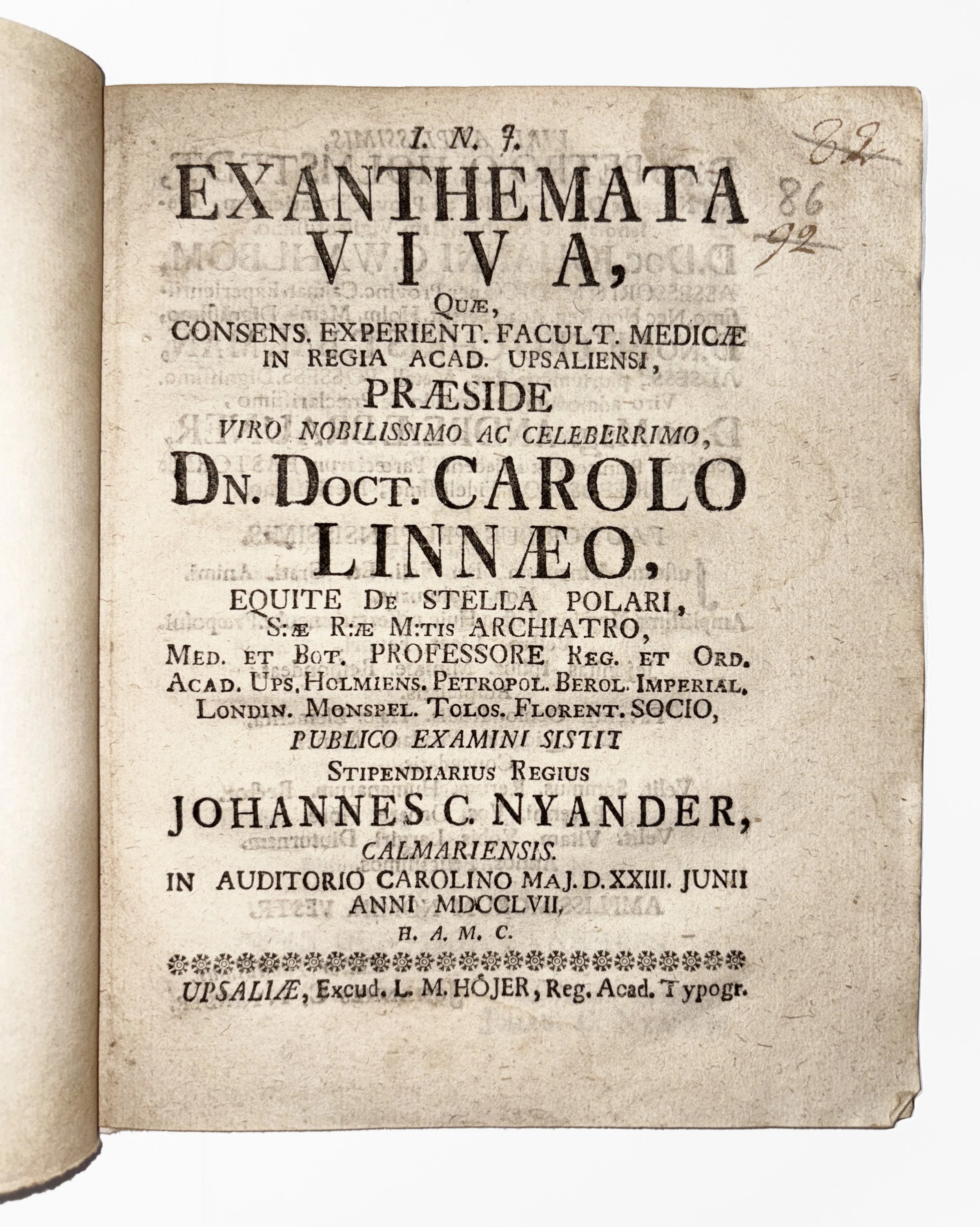 LINNAEUS PIONEERING WORK ON THE GERM THEORY OF DISEASE