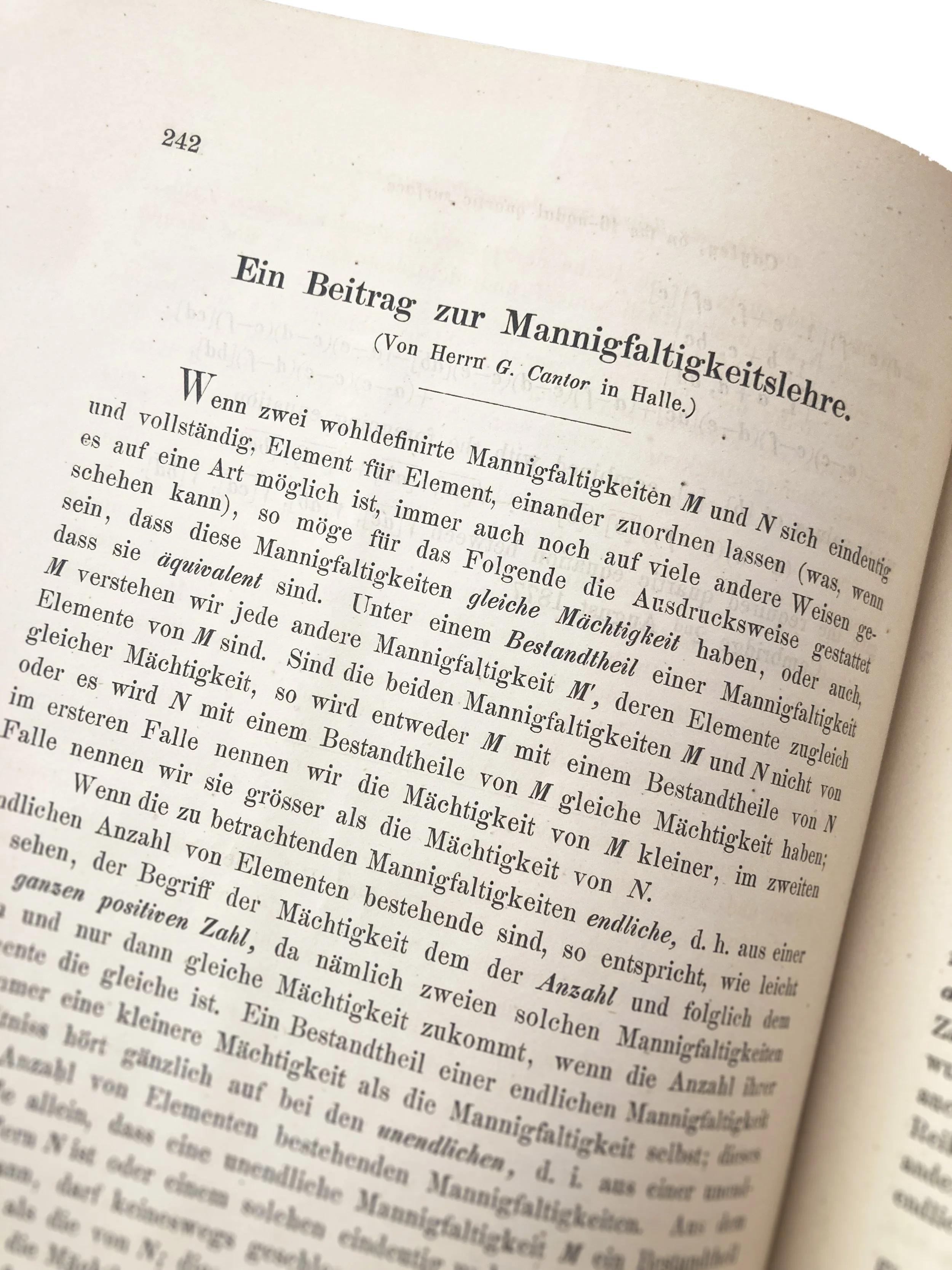 GEORG CANTOR'S 'CONTINUUM HYPOTHESIS' (1877)