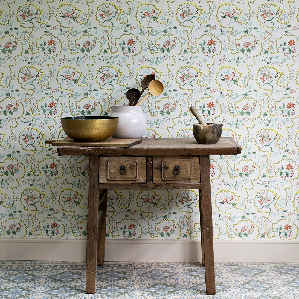 Vintage Elm Wooden Table With Drawers
