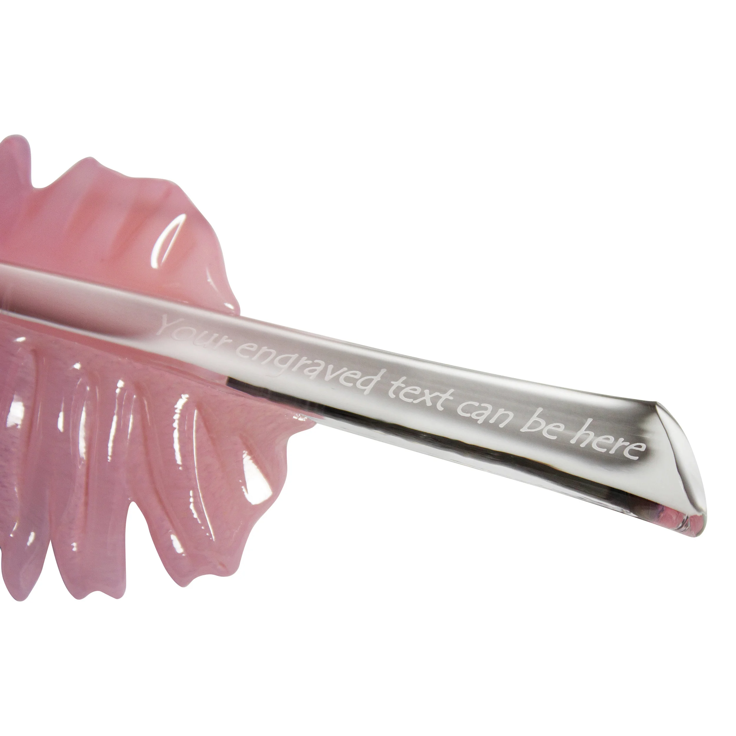 pink feather with engraving