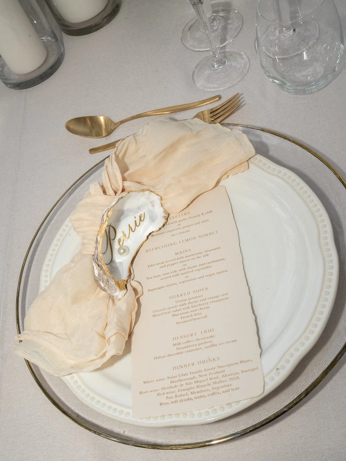 A wedding detail from Perrie and Alex’s celebration