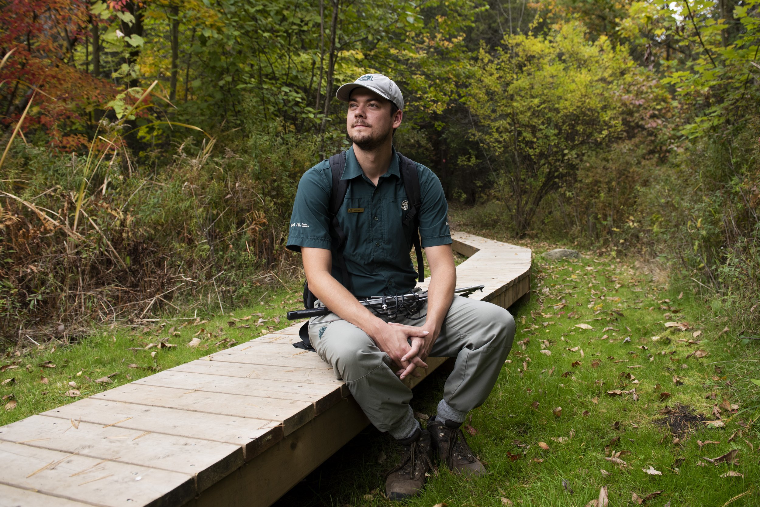  Mathieu Lecompte, a Resource Management Officer for Parks Canada on its Resource Conservation team is seen in a portrait at the Thousands Island National Park entrance near Mallorytown, Front of Yonge, Ont., on Wednesday, Oct. 12, 2022.   