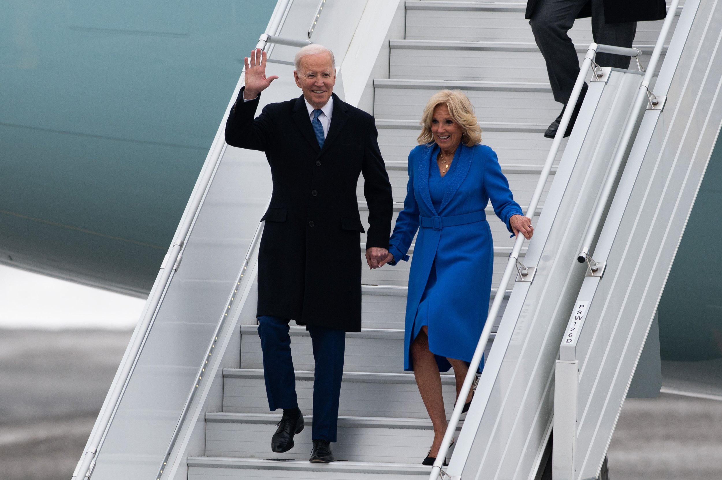  U.S. President Joe Biden and First Lady Jill Biden arrive at Ottawa/Macdonald–Cartier International Airport ahead of an official state visit in Ottawa, Thursday, March 23, 2023. THE CANADIAN PRESS/Spencer Colby 