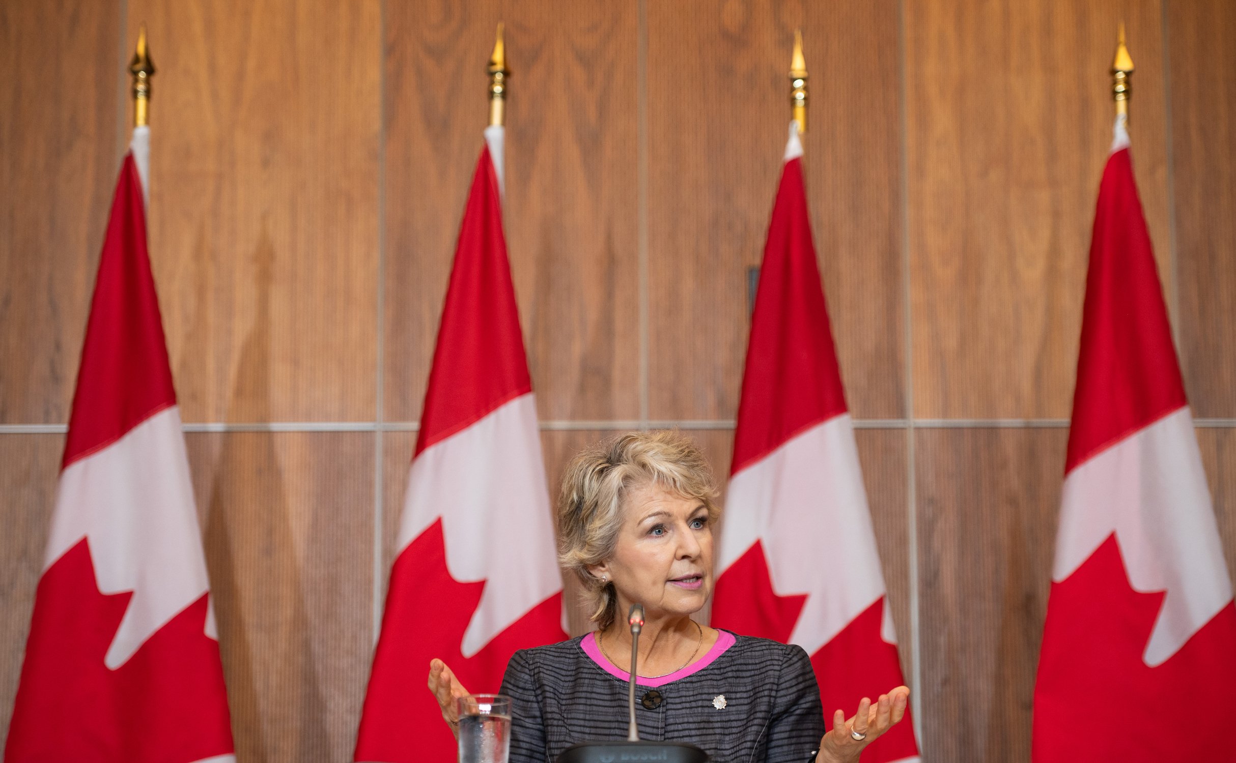  Anne Kelly, Commissioner of the Correctional Service of Canada (CSC) speaks during a press conference in Ottawa, on Thursday, July 20, 2023. CSC is presenting the results of a review related to the security reclassification and transfer of inmate Pa