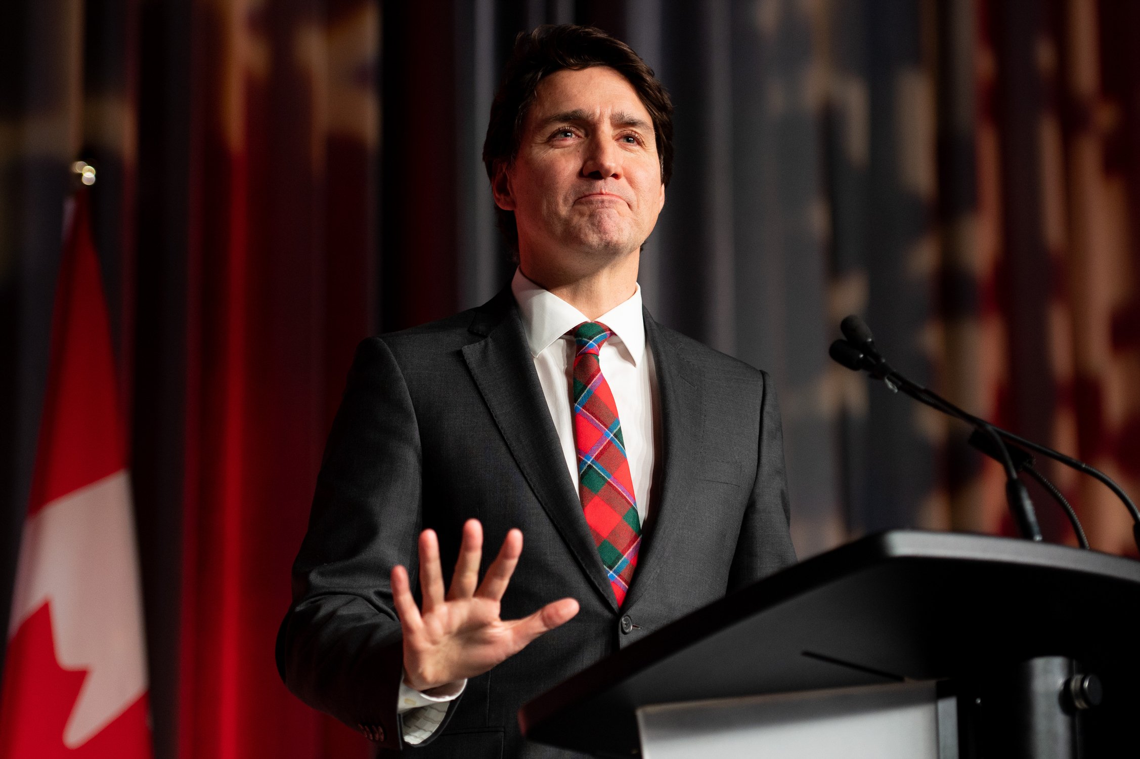  Prime Minister Justin Trudeau speaks at the National Caucus holiday party in Ottawa, on Wednesday, Dec. 14, 2022. THE CANADIAN PRESS/Spencer Colby 
