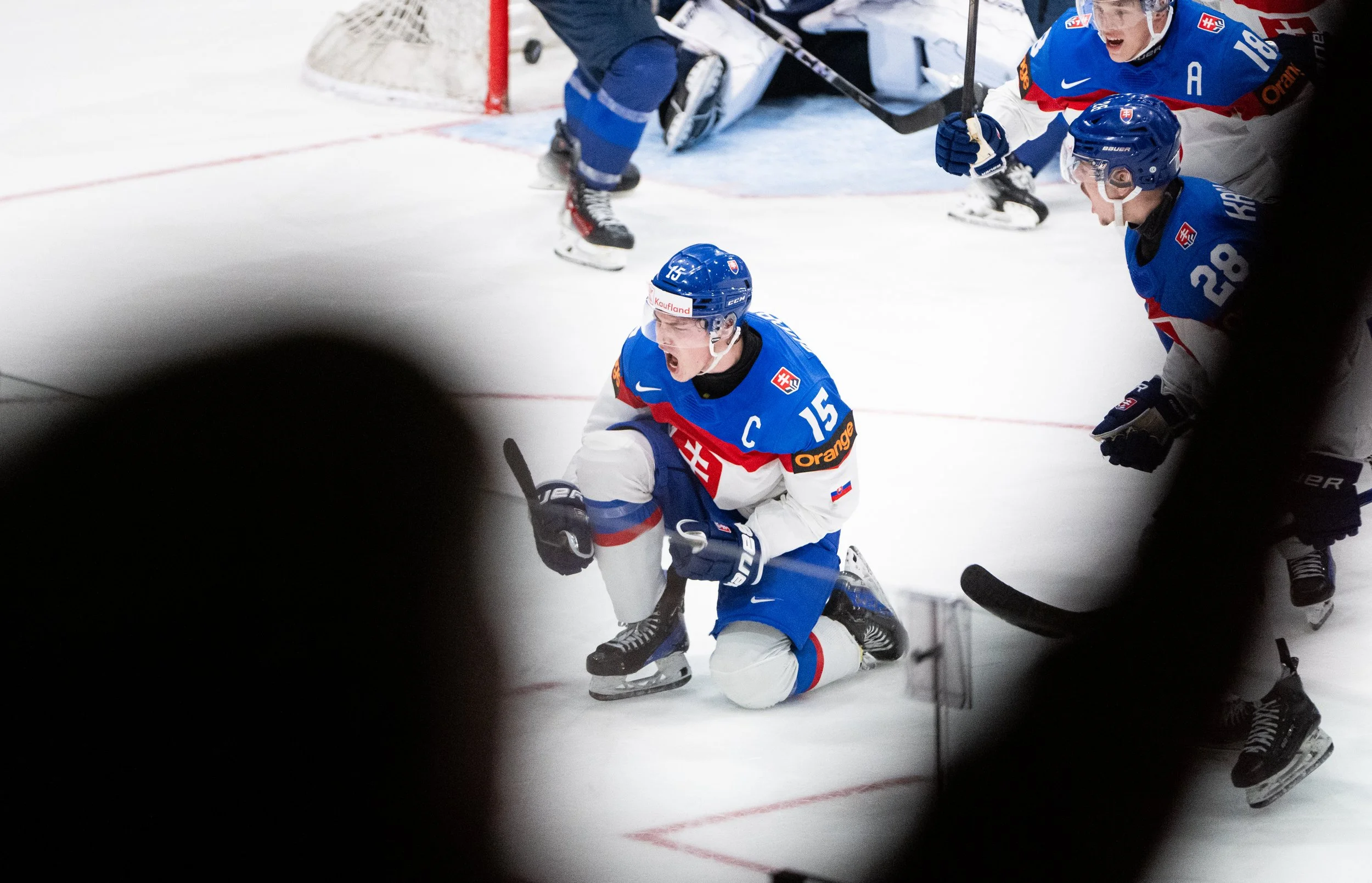  Slovakia forward Dalibor Dvorsky (15) celebrates his goal on Finland goaltender Petteri Rimpinen (30) during third period IIHF World Junior Hockey Championship quarterfinal action in Ottawa, on Thursday, Jan. 2, 2025. THE CANADIAN PRESS/Spencer Colb