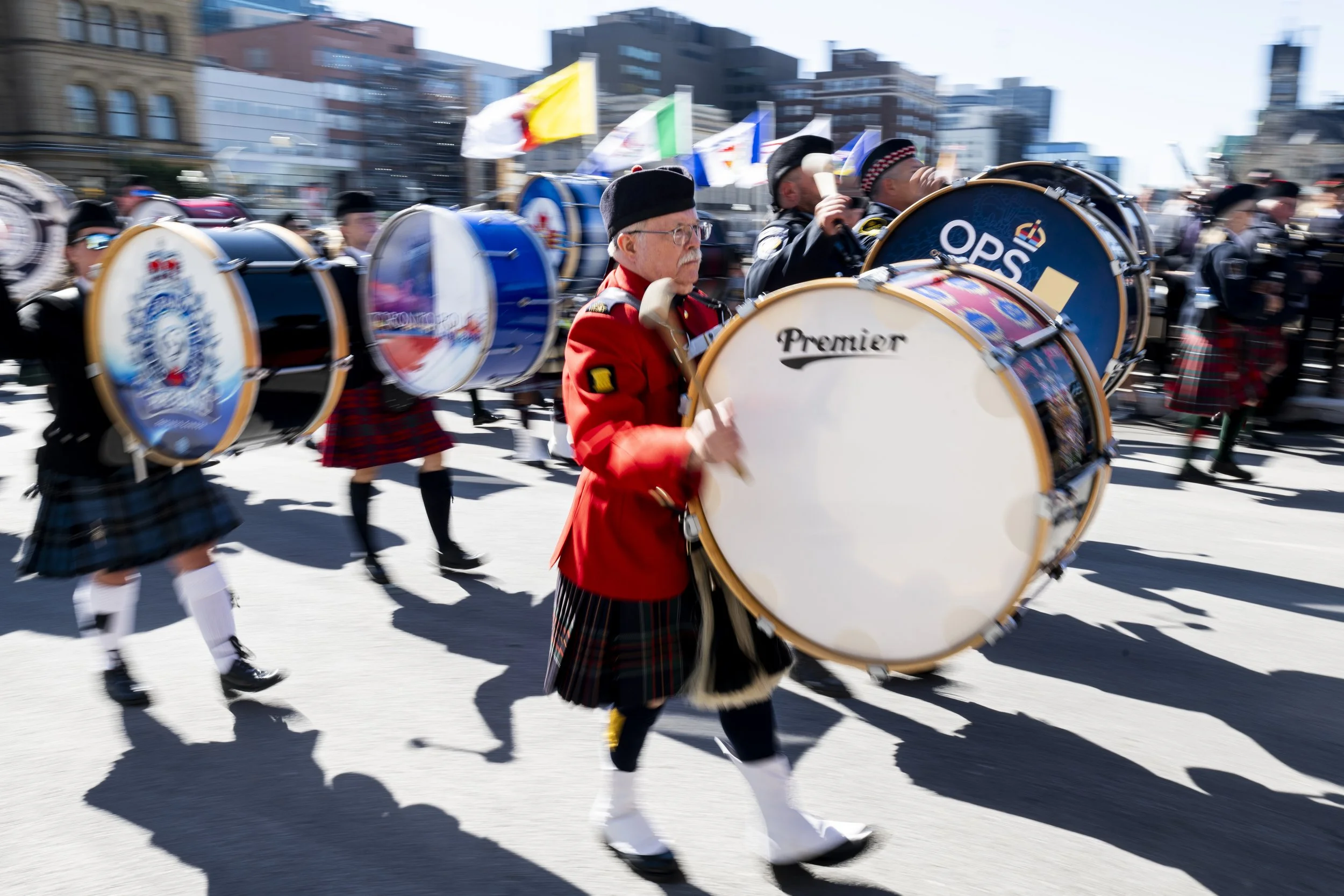  A member of the Royal Canadian Mounted Police (RCMP) plays the drums during the Canadian Police and Peace Officers 48th Annual Memorial Service on Parliament Hill in Ottawa, on Sunday, Sept. 28, 2025. THE CANADIAN PRESS/Spencer Colby 