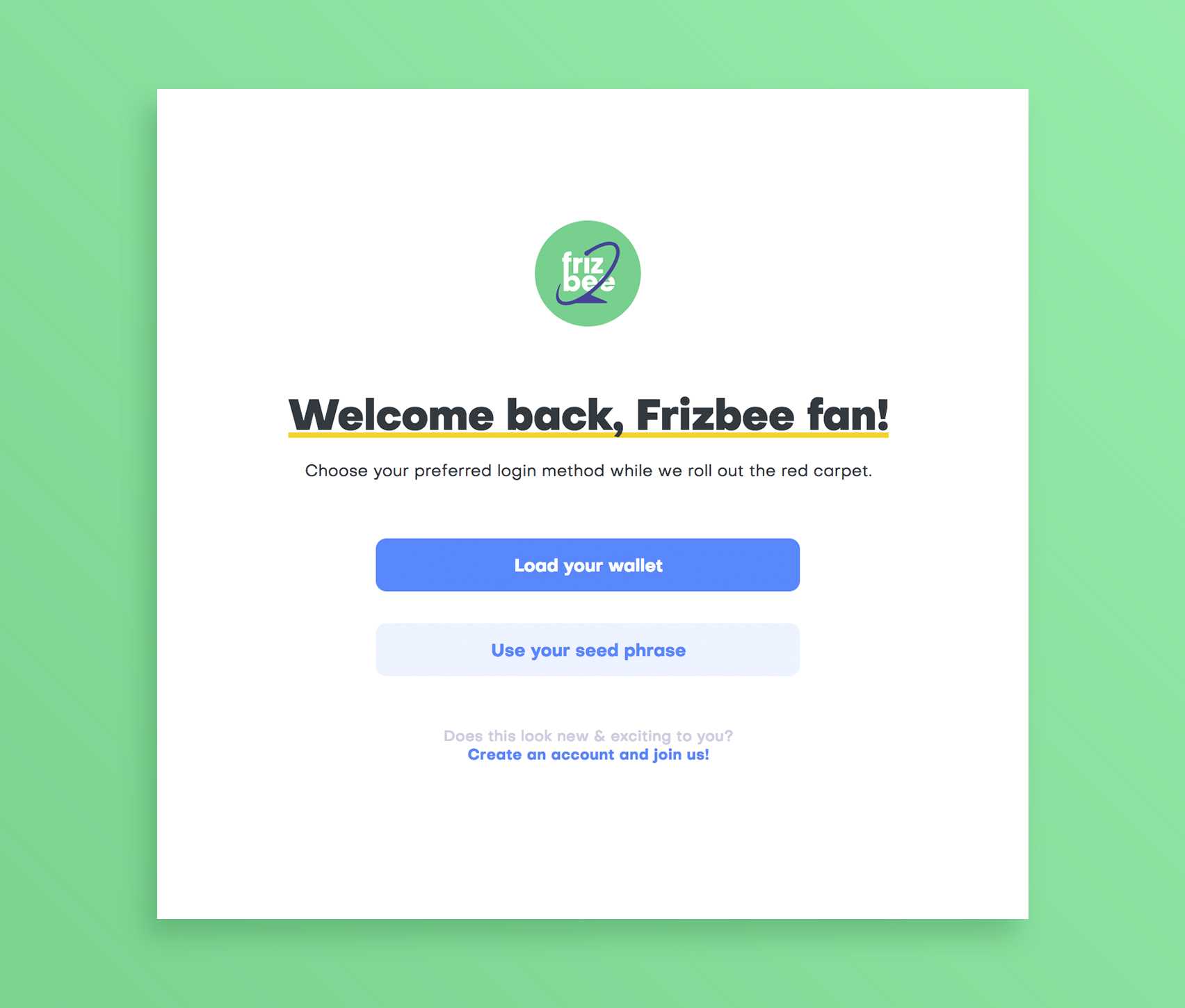 Frizbee - login with wallet.jpg
