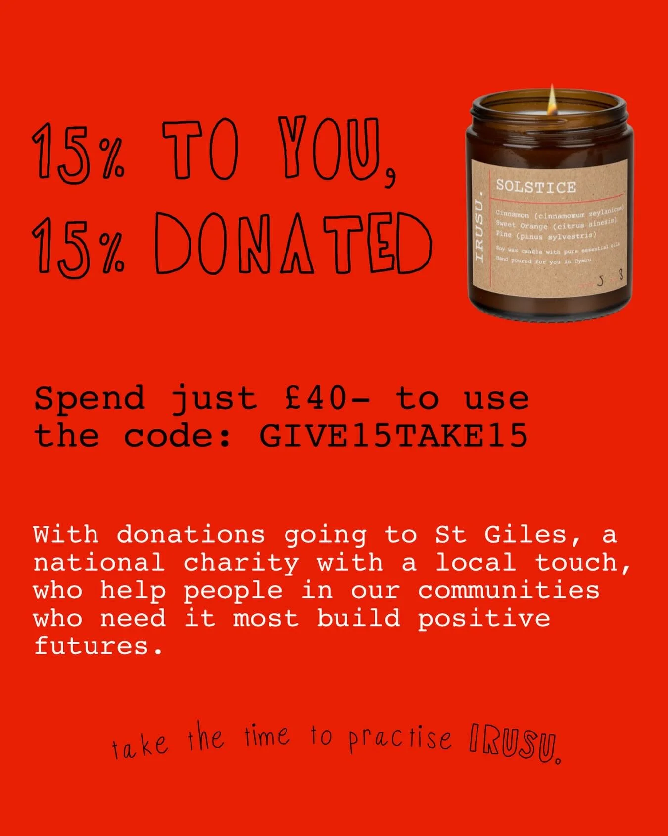 5 years of GIVE15TAKE15. 🤍🤍🤍 That&rsquo;s right, all this weekend you get 15% off and @st_giles_trust get 15% donated to them to help in their work supporting people in our communities across Cymru and the UK who need it most build a positive futu