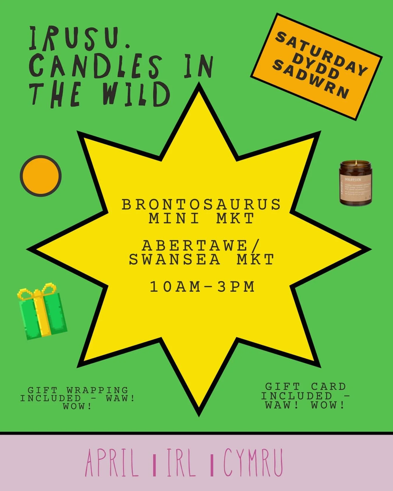 @brontosaurusveganstore vegan mini mkt this Saturday. ❤️

There will be a handful of triple-wickers, seasonal delight SUMMER SOLSTICE and the rest of the original collection available for your noses.

If you&rsquo;re on the hunt for a gift, say no mo