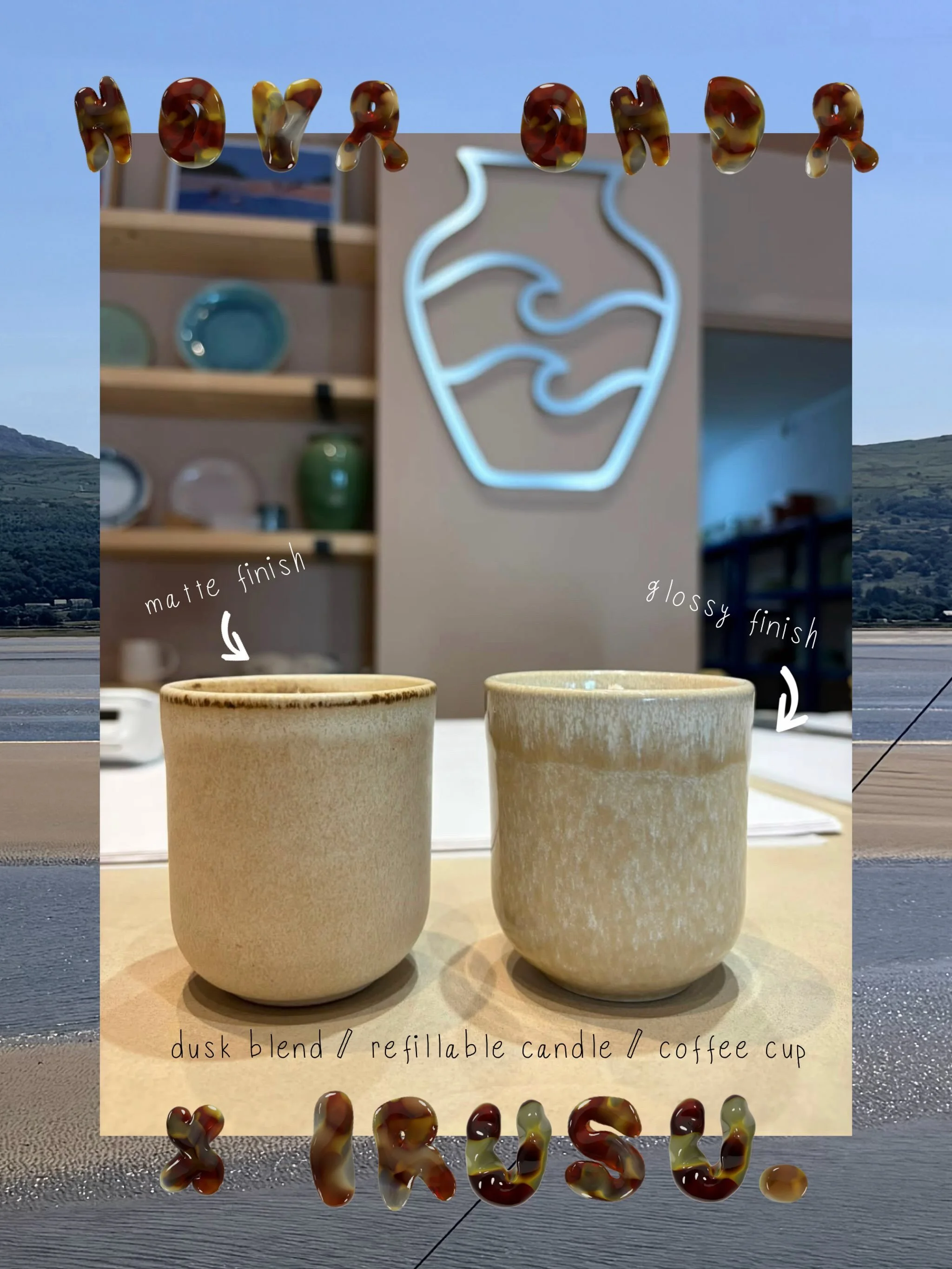 P&rsquo;hawn da pawb - there are two of these collab beauties left at Nova Onda Ceramics in Mumbles. One in a beautiful matte finish, the other a little glossy babe. They&rsquo;re lovingly poured with our best selling DUSK blend. A soothing mix of la