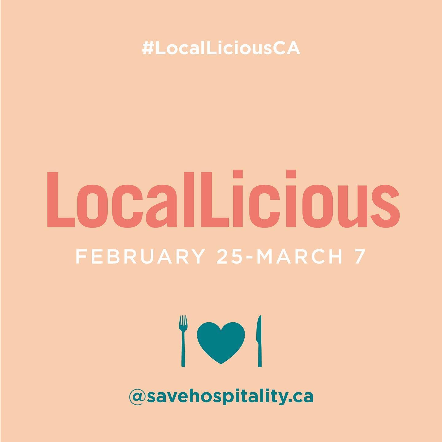 We are proud to be participating in #LocalLiciousCA, a @savehospitalityca initiative to bring restaurants across the country together to encourage people to support local eateries and communities. 

From Feb 25-Mar 7, we, along with other participati