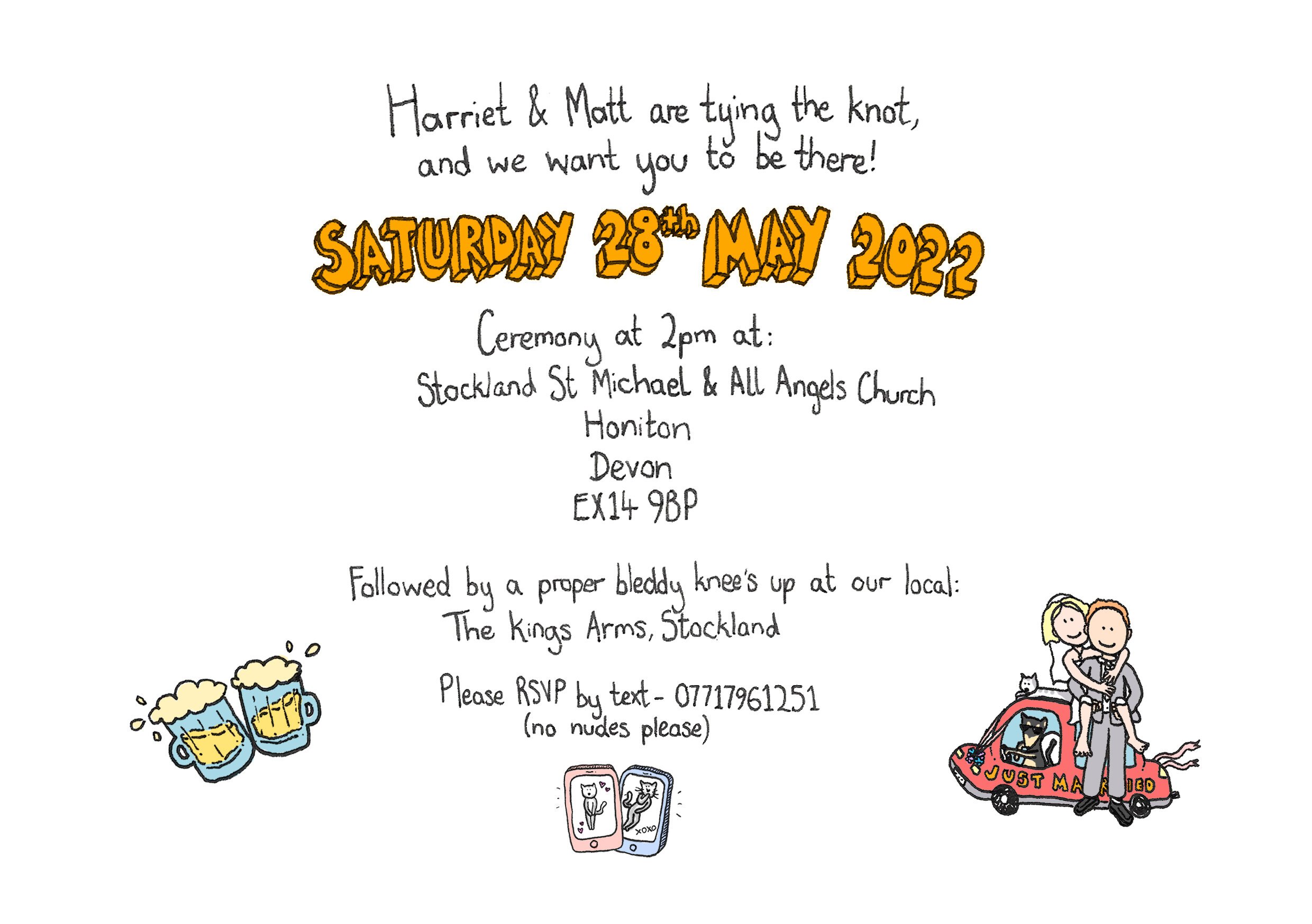 Harriet & Matt's wedding invitation (back)