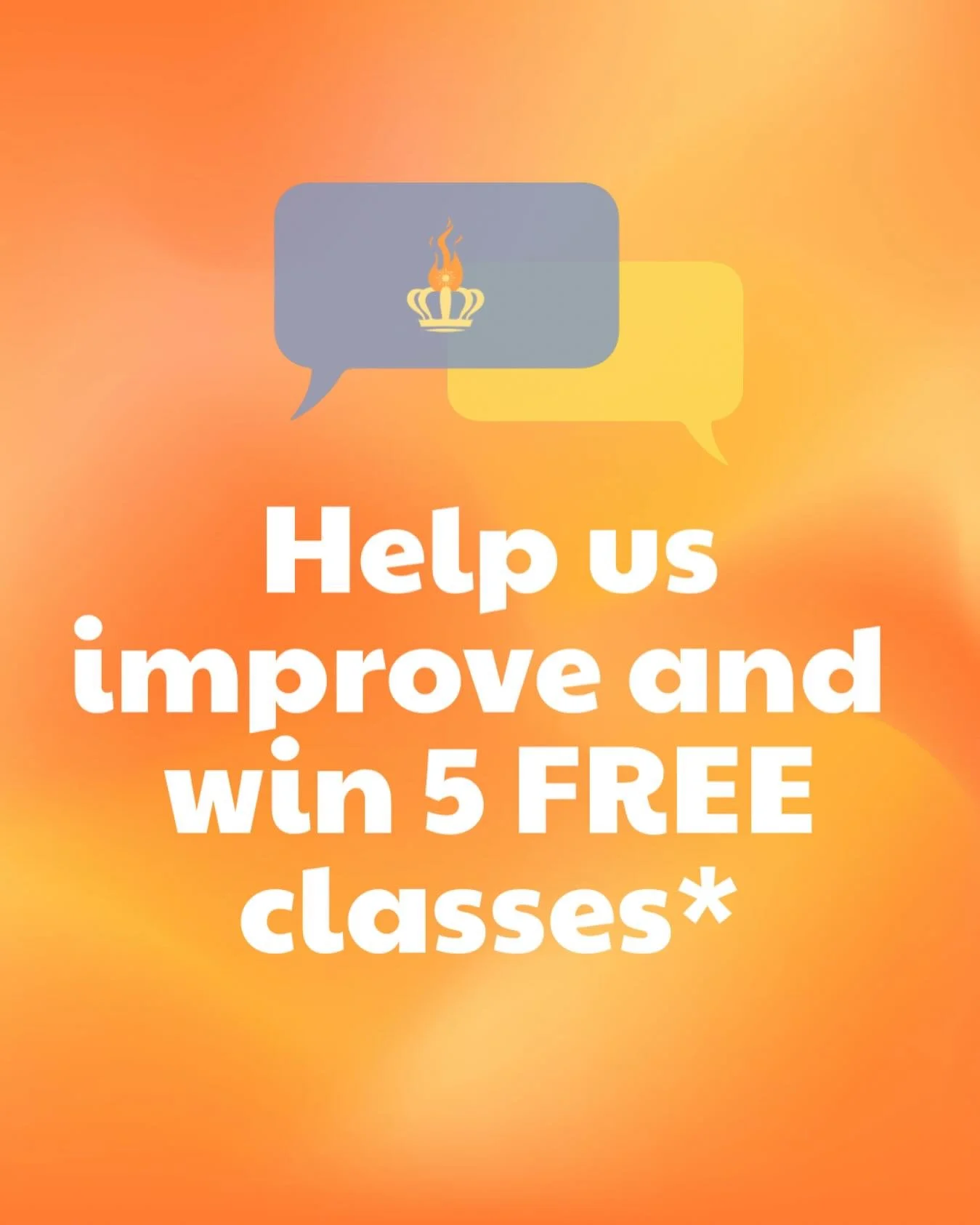 Been to our studio? Help us make it even better!
We&rsquo;re giving away 5 FREE classes to one lucky person who fills out our quick feedback survey! 🙌
Your thoughts = a better experience for everyone 💬✨
&nbsp;
✅ Must have visited the studio at leas