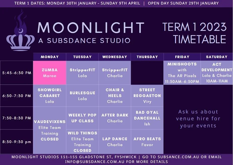 Zumba timetable — Subsdance Dance Studio