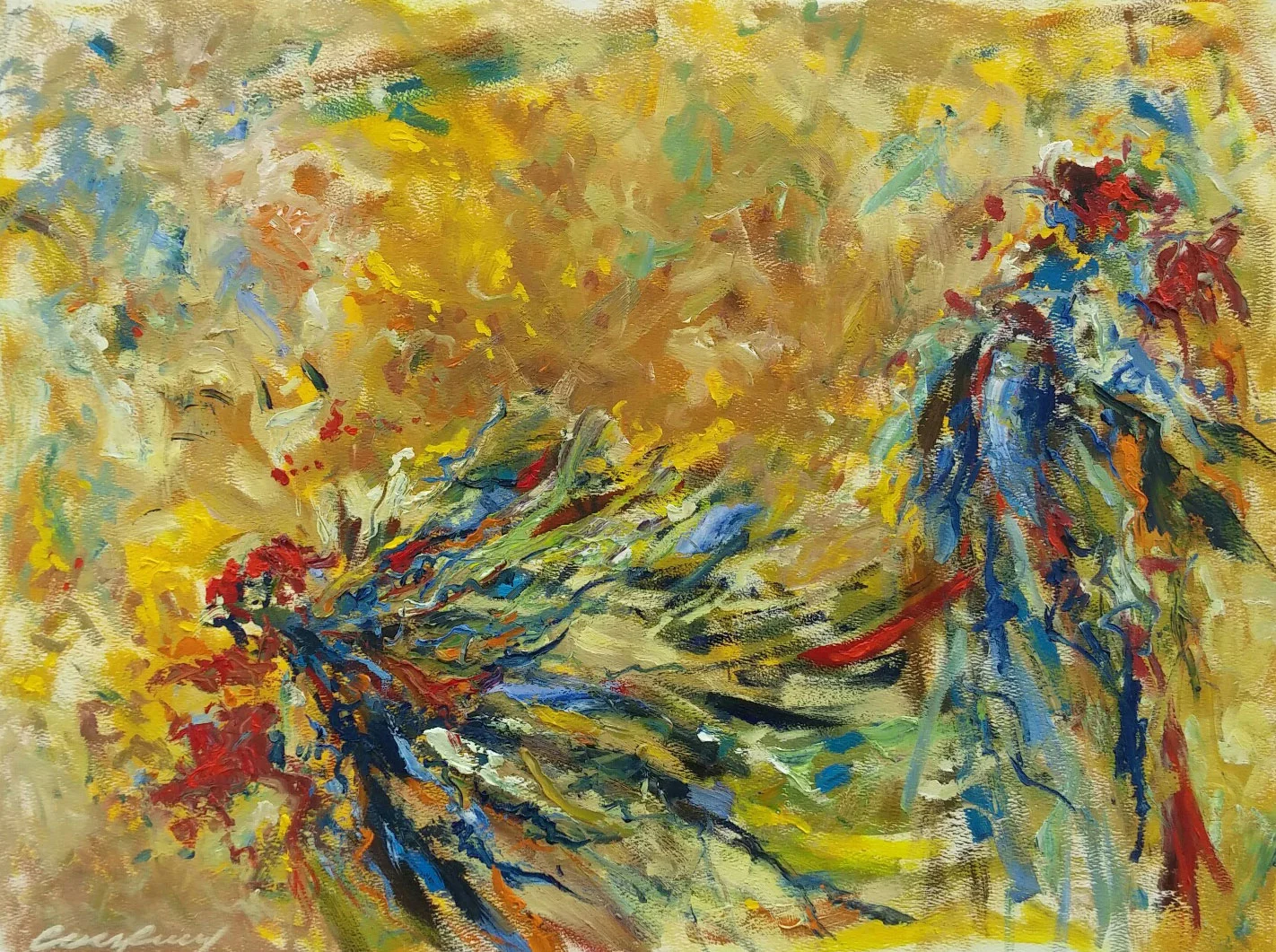   TUTAZO   24” W x 18” H  Acrylic and oil on paper 