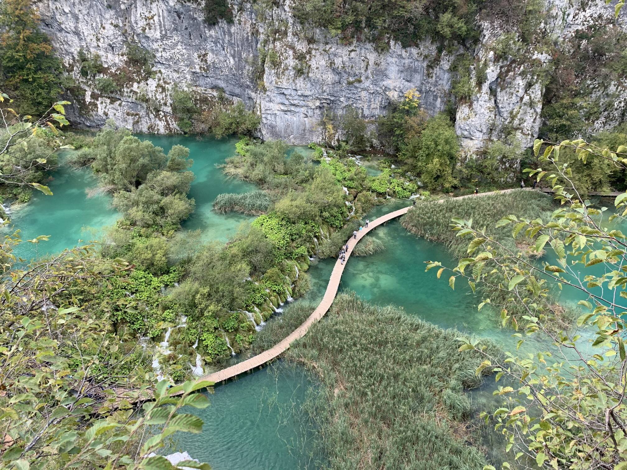 Aerial view of the path to Veliki Slap when walking back from ferry stop P2 to Entrance 1.
