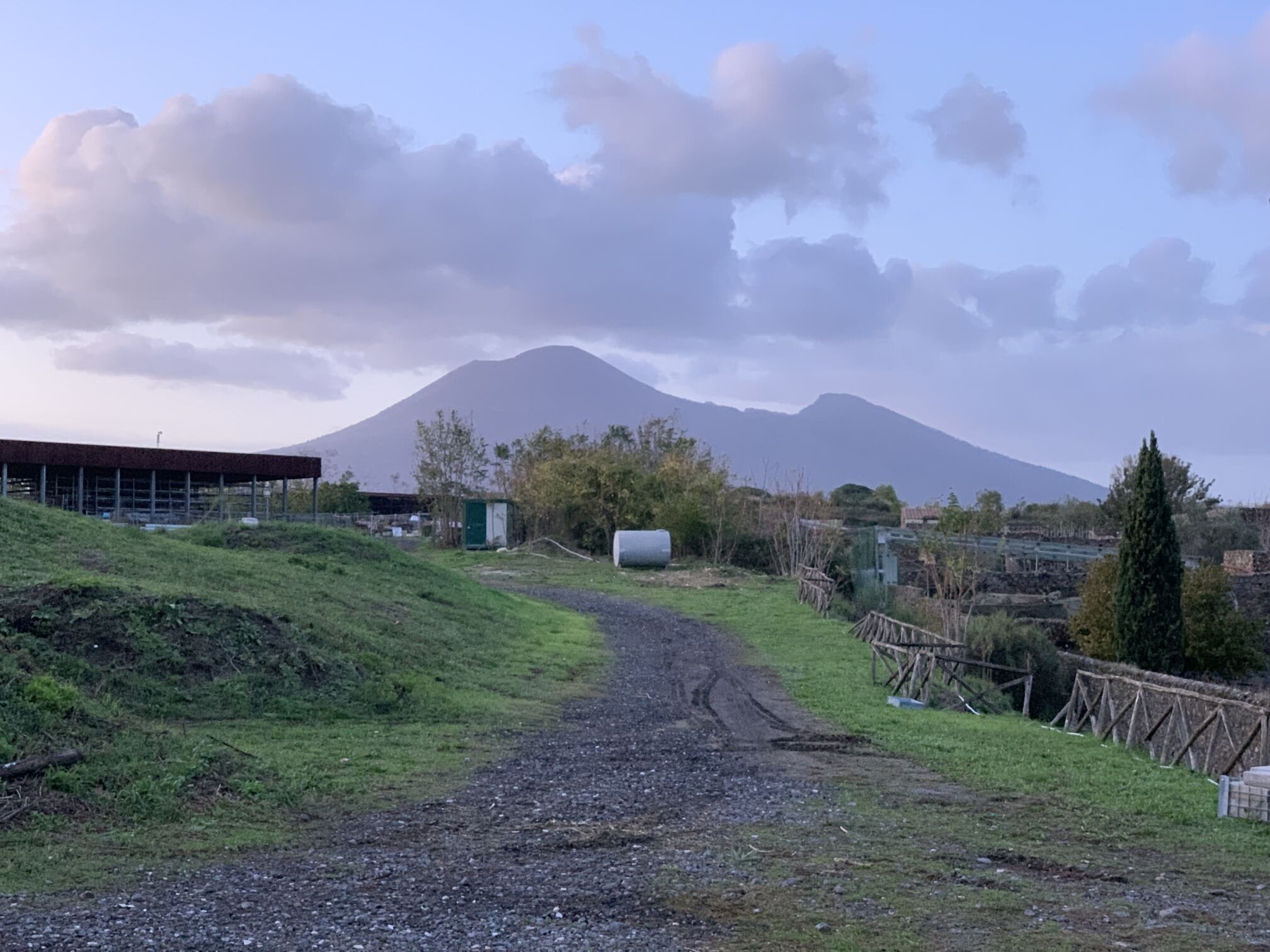 Mount Vesuvius is the volcano that erupted. You can see the outline but it was a bit muggy.