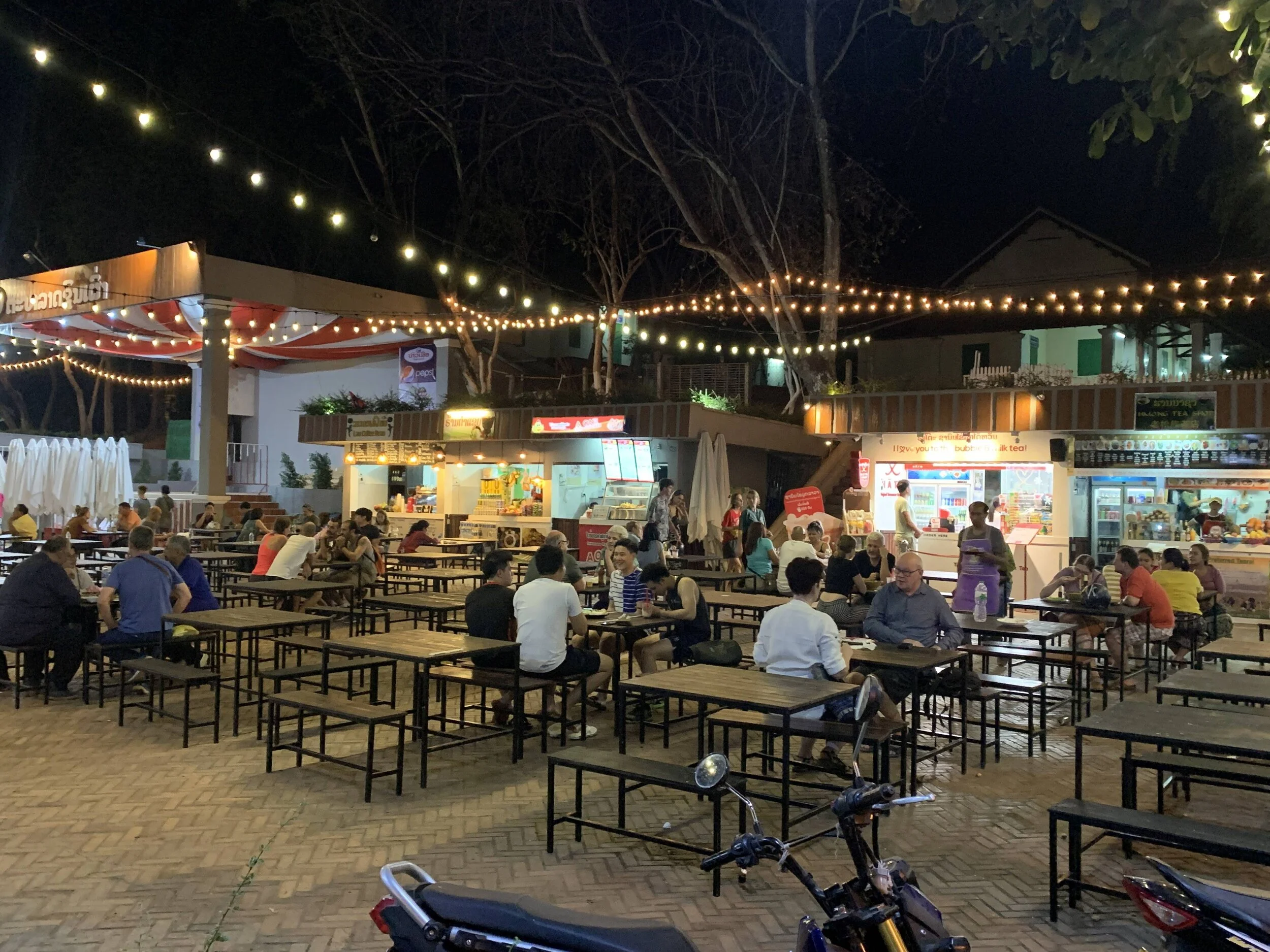 Night market food court. We ended up eating here several times, it's less crowded and crazy like the food street next to the market, it's more relaxed and a good place to chill at night.