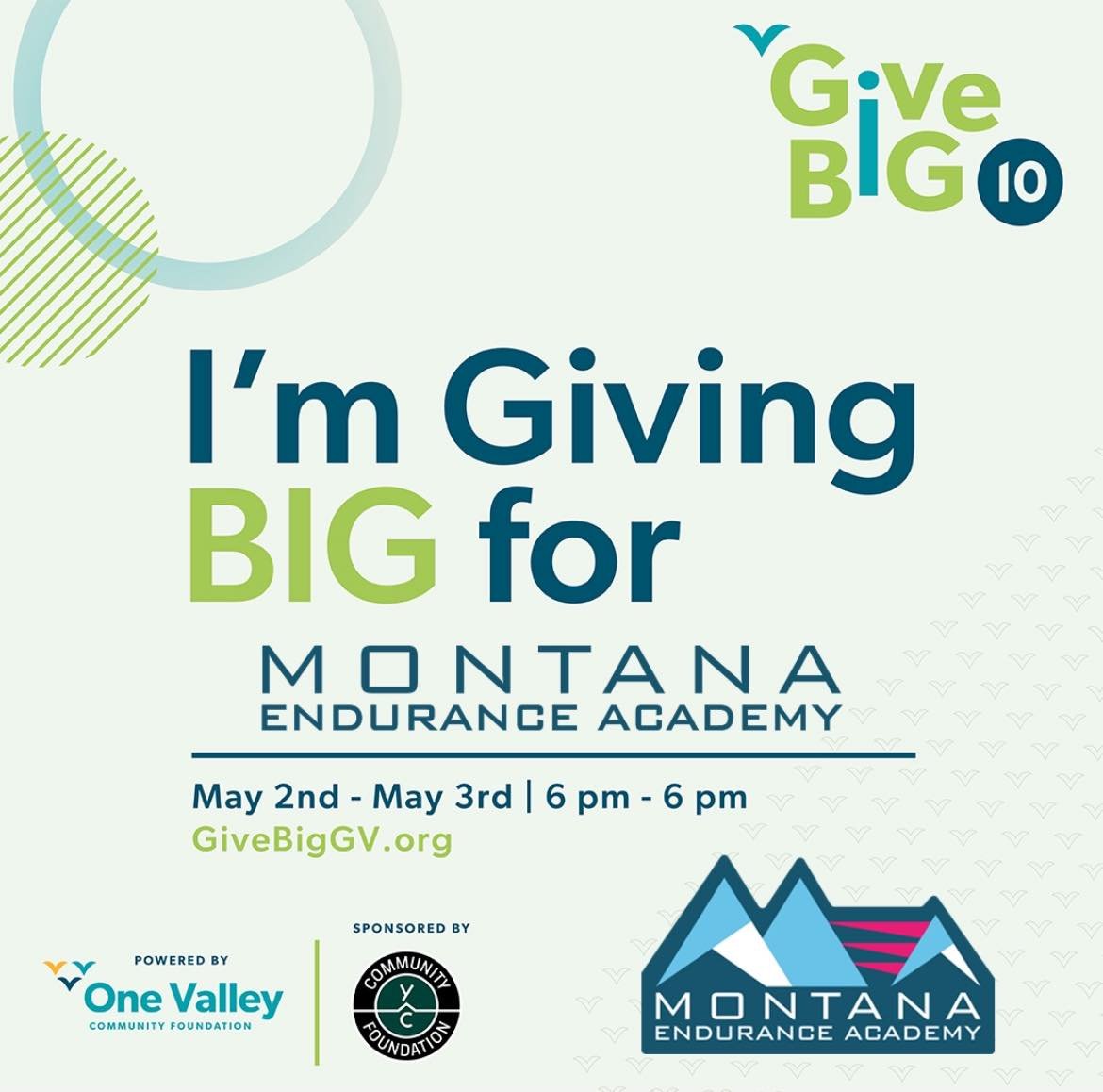 Please take a few moments between 6pm today and 6pm tomorrow and give to MEA at their Give Big profile page then consider helping other groups too if you can. 
Give Big is a 24 hr community fundraising event featuring over 250 non-profits in Gallatin