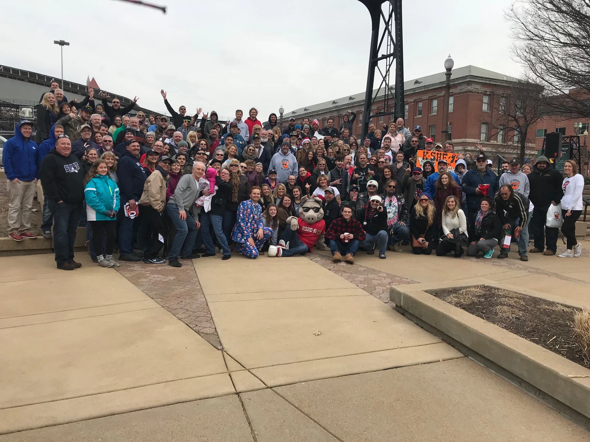  Nick Mineo with the fans of KSHE and On-Air Personalities at the last “Party Town” Segment. 