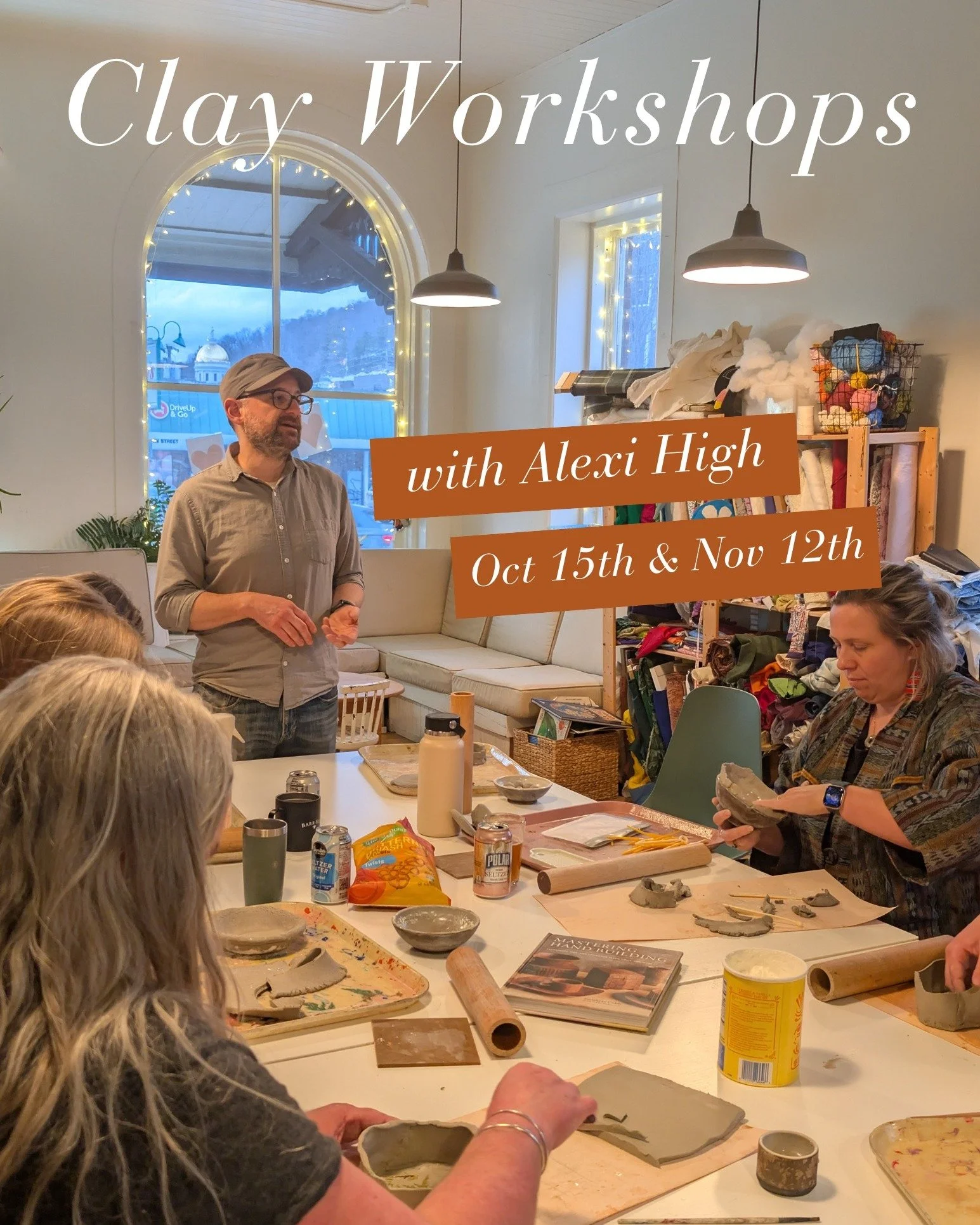 This fall, we're making flower pots/planters and botanical pressed coasters, hot plates, and tiles.
.
Alexi High @alexihigh will be in the studio to teach us how to roll out, mold, and press clay to create beautiful and useful keepsakes. If you haven
