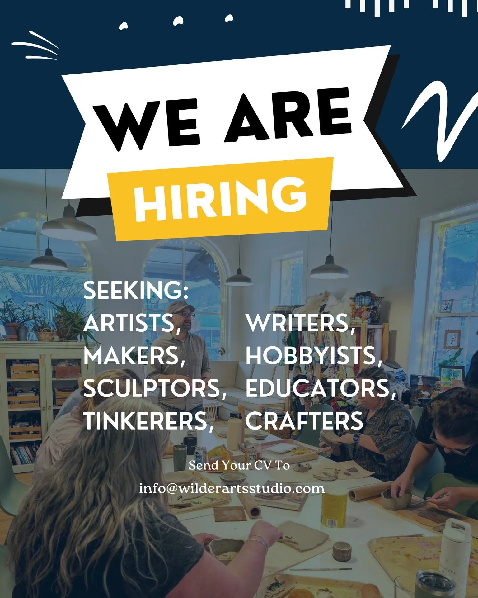 We're looking for some skilled teachers to help us expand our offerings and serve Central Vermont!
.
Wilder Arts Studio began 6 years ago above a garage and we've since grown to a very busy art studio and makerspace in downtown Montpelier with classe