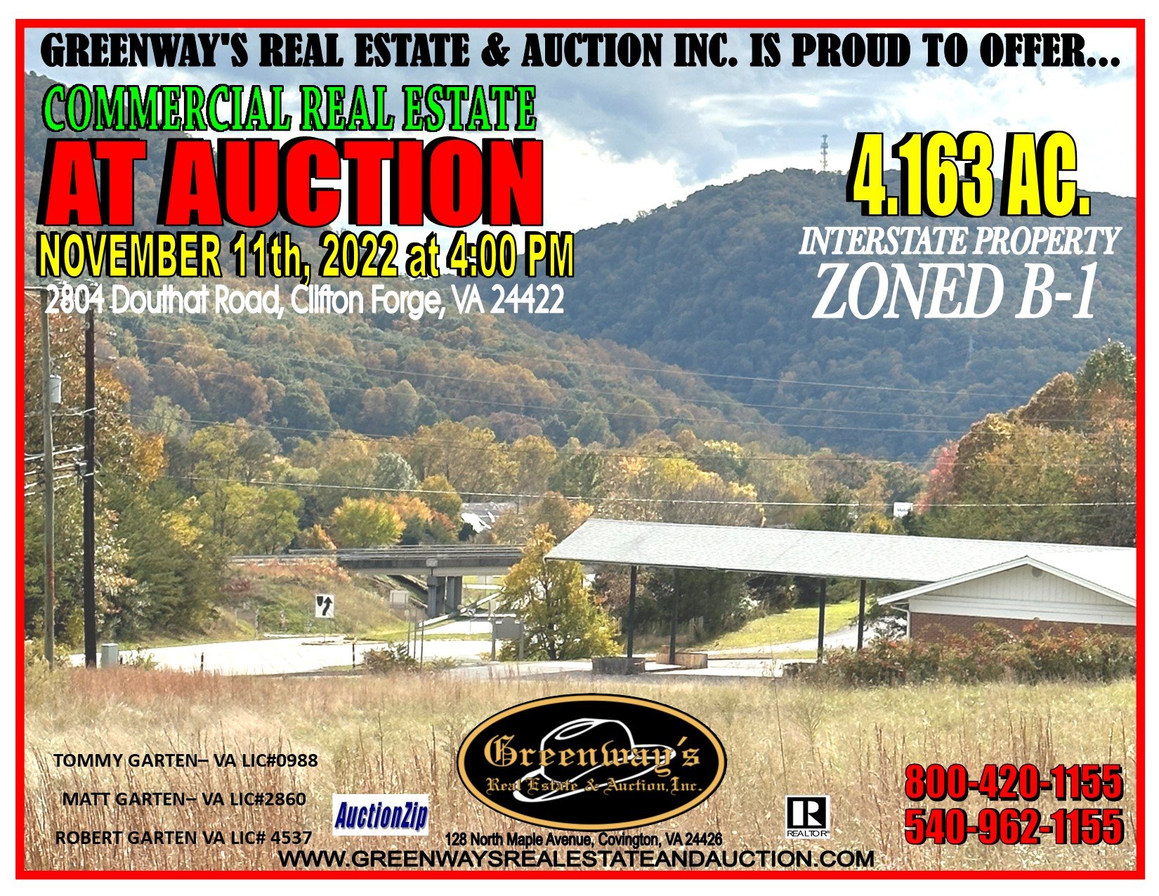 OVER 4+/- ACRES OFF OF I-64 At Auction  &nbsp;IDEAL COMMERCIAL LOCATION