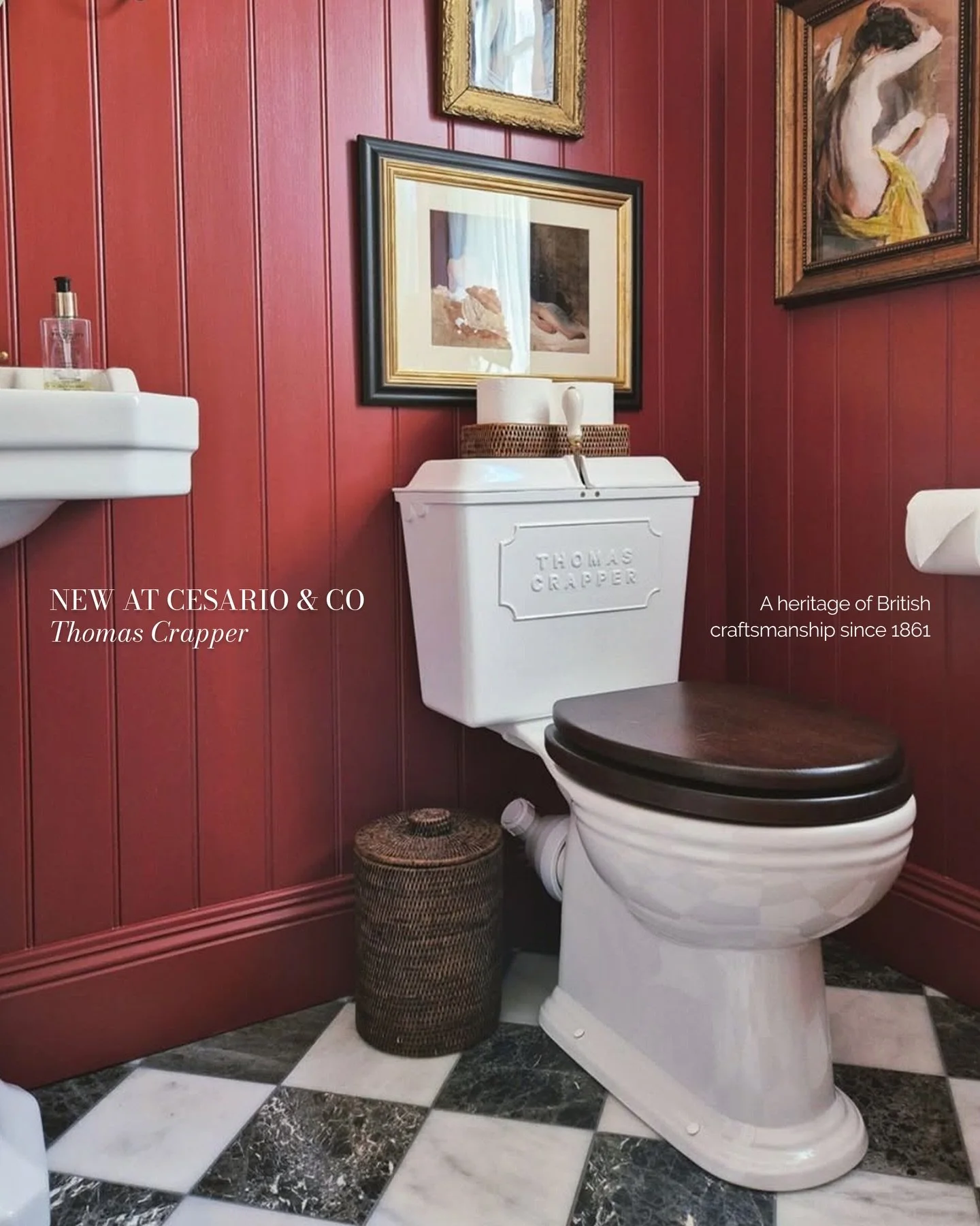 An iconic British brand, now available at Cesario &amp; Co.

Since 1861, Thomas Crapper has been crafting timeless bathroom essentials defined by heritage and enduring design.

Discover the collection by booking an appointment at the link in our bio.