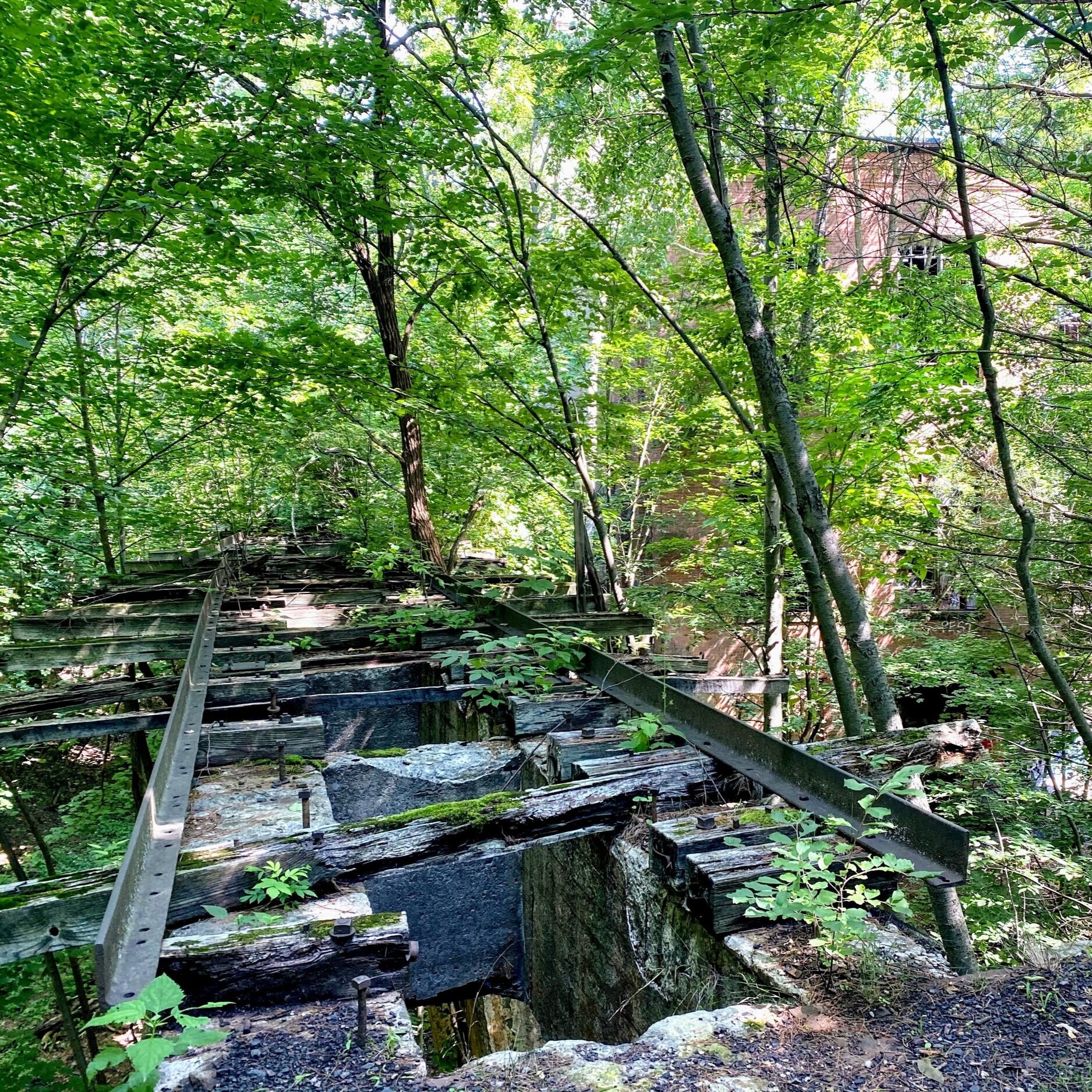 Remnants of an elevated train line connecting to the powerhouse