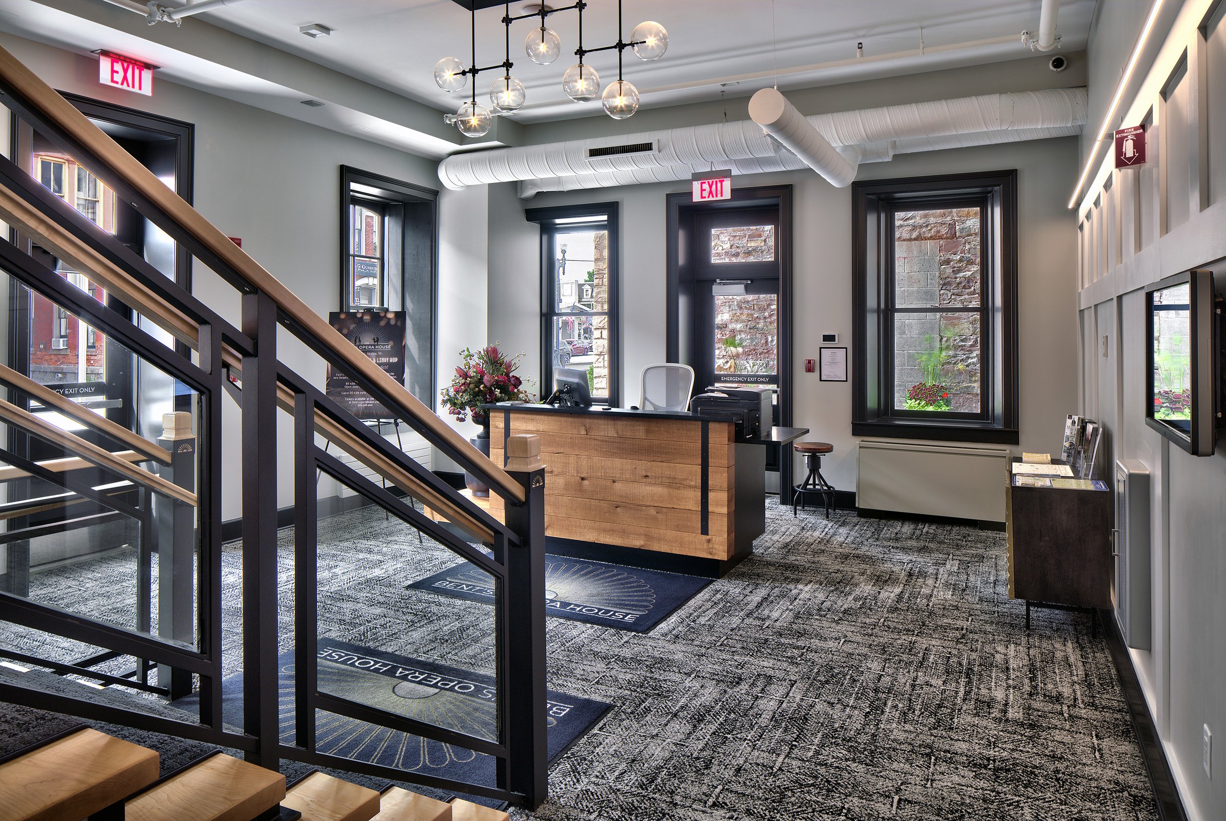 Inside the renovated lobby space. Photo by Gene Avallone