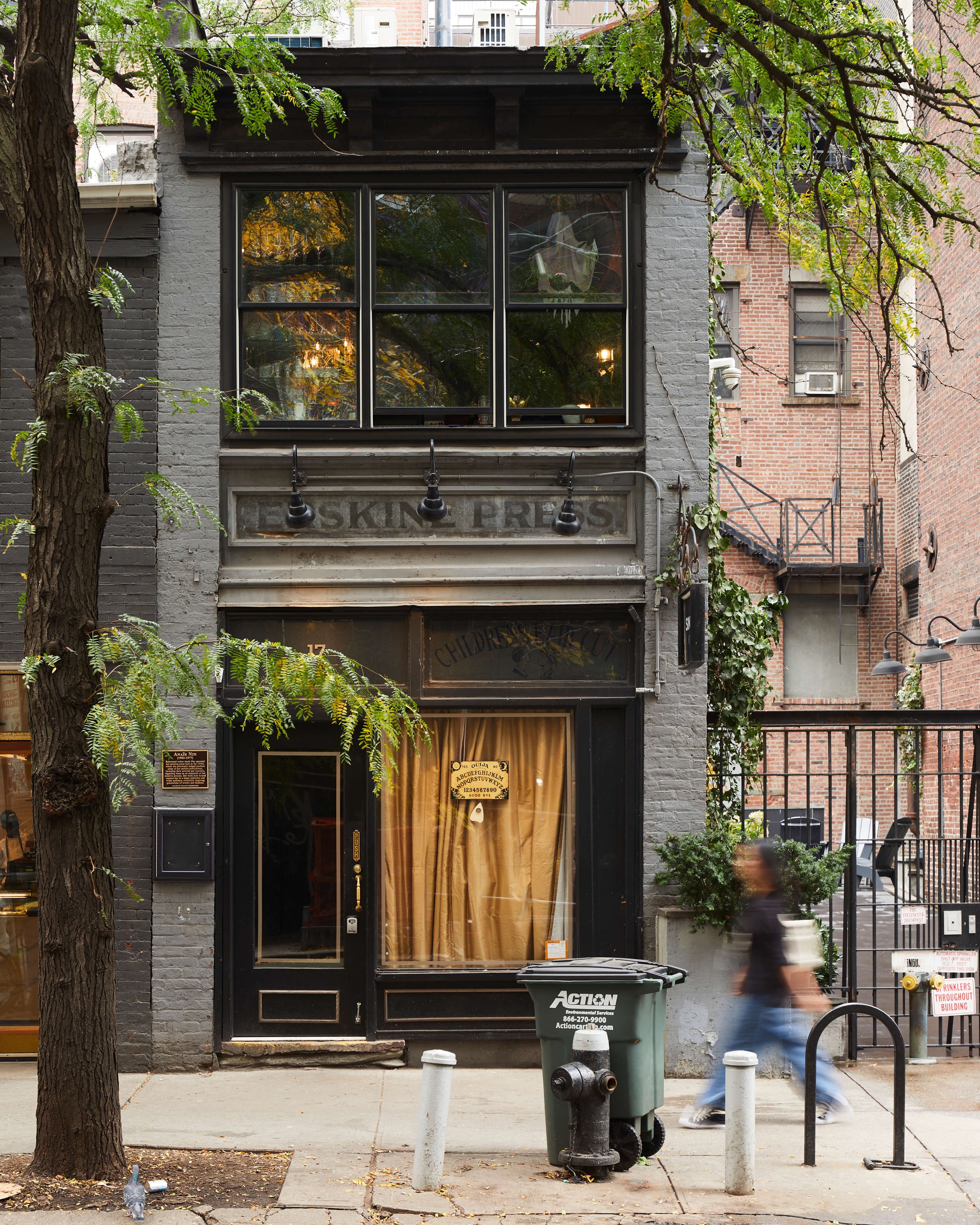  17 East 13th Street. This 1911 two-story brick store was built by architect G.T. Goosey for Charles H. Benke and Rudolph C. Faber. Erskine Press was likely the building’s first tenant. The building was also home to The Villager and Gemor Press, the 