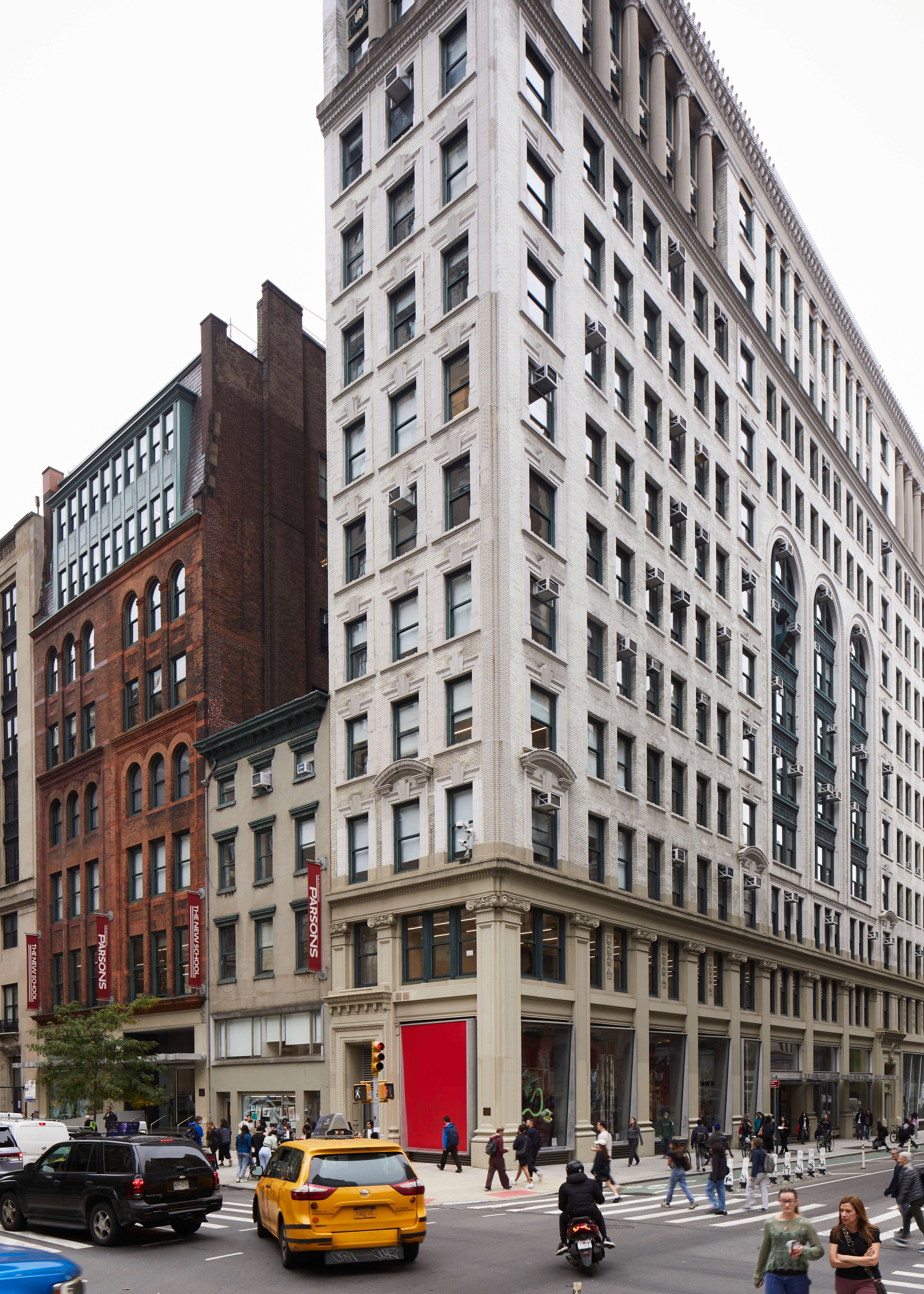  (l. to r.) 64-66, 68, and 70 Fifth Avenue. The striking 12-story Beaux Arts style office building at 70 Fifth Avenue was constructed in 1912 for publisher George Plimpton. It housed an extraordinary array of civil rights and social justice organizat