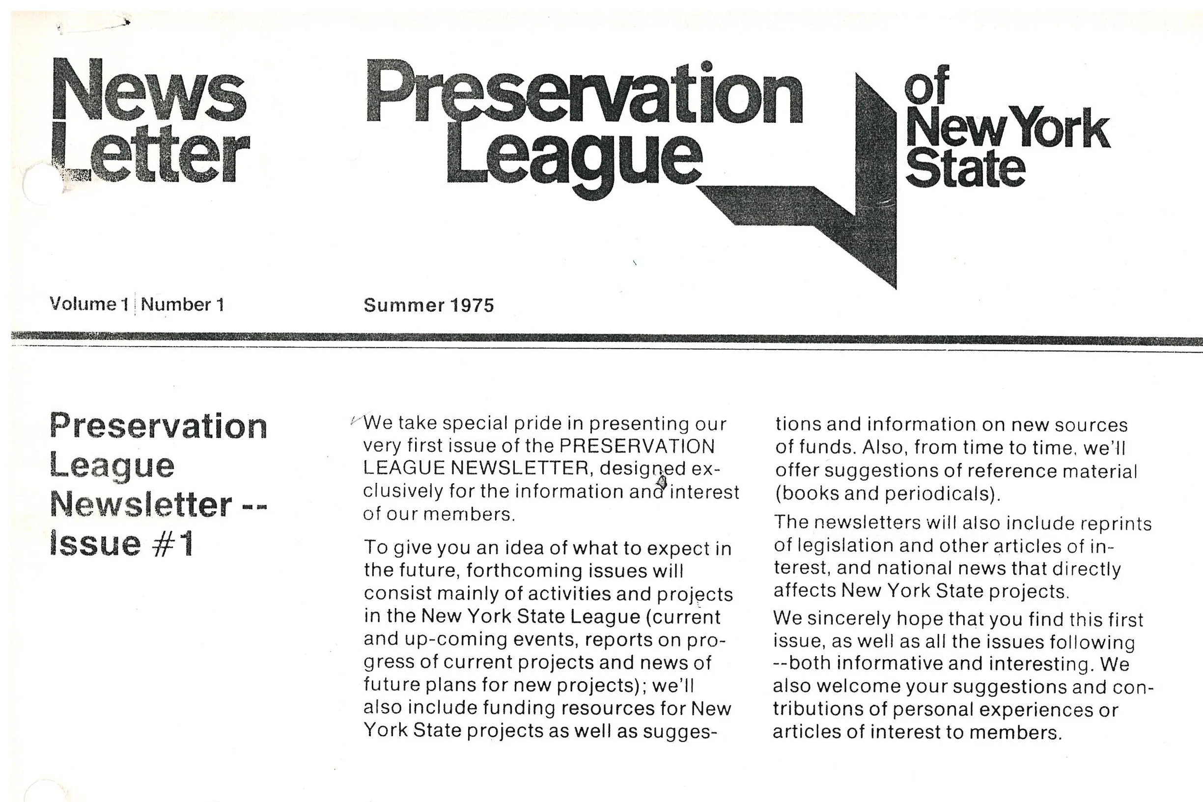 The League's First Newsletter (1975)