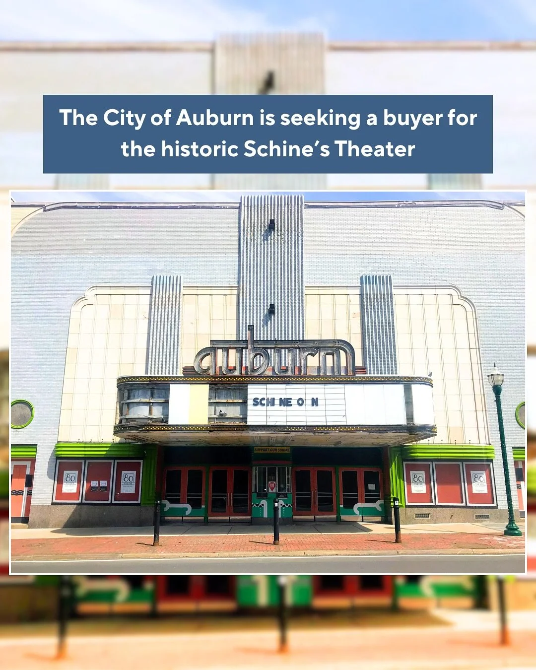 Let&rsquo;s find someone to save this building! The City of Auburn is currently seeking offers for the historic Schine&rsquo;s Theater, which must include a detailed plan outlining the proposed future use of the property (must remain focused on the p
