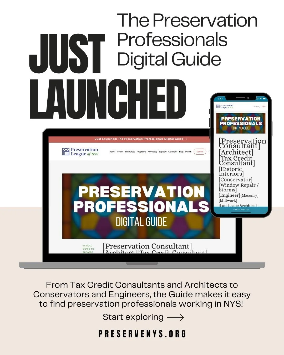 We are very excited to launch our Preservation Professionals Digital Guide, an easy-to-use resource to help connect individuals and organizations with preservation professionals!

The Guide makes it easy to find experienced architects, contractors, c