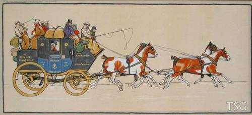 Coaching Chromolithograph by Cecil Aldin