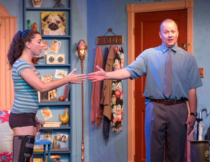 Carolyn Cooper plays an injured dancer and Dave Bootle plays a man with Asperger's syndrome in Mark St. Germain's very funny new play, "Dancing Lessons," now playing at the Red Barn Theatre in Key West. LARRY BLACKBURN/Contributed