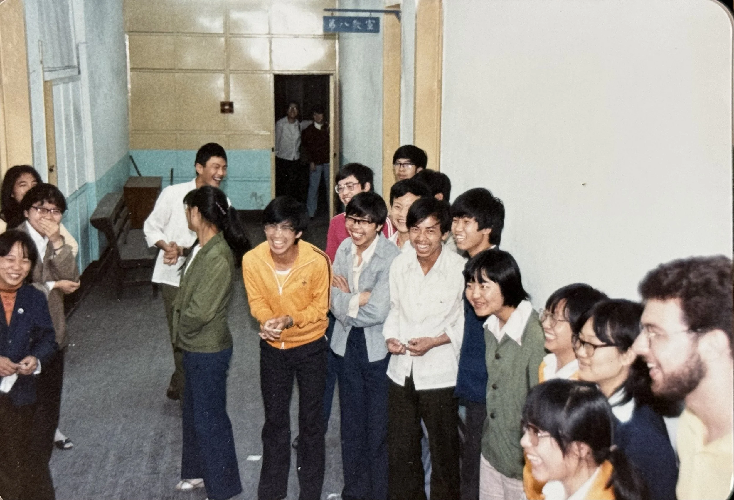 Tony Reese leading EMC '86 students in an English game