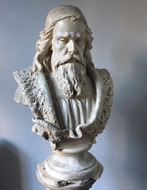 Bohemian Church Reformer Jan Hus Portrait Bust at Jan Hus Presbyterian Church. Photograph by M. K. Whitaker.