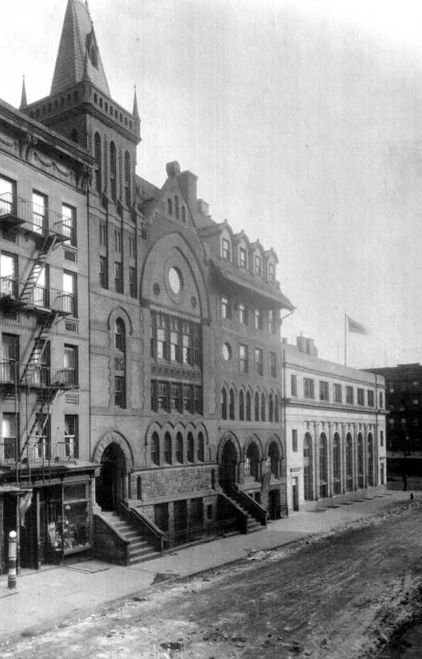 Jan Hus Church and the Bank of Europe on East 74th Street in Manhattan. Photo credit: Jan Hus Presbyterian Church Archives.