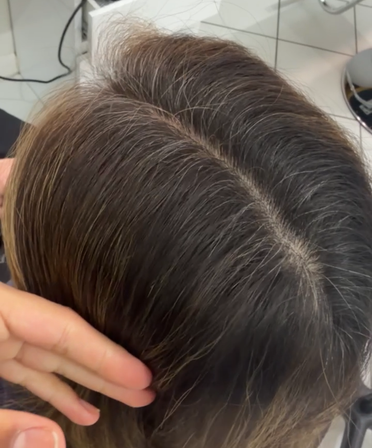 Soft grow out from gray blending appointment in Bergen County, NJ Bellibone Salon