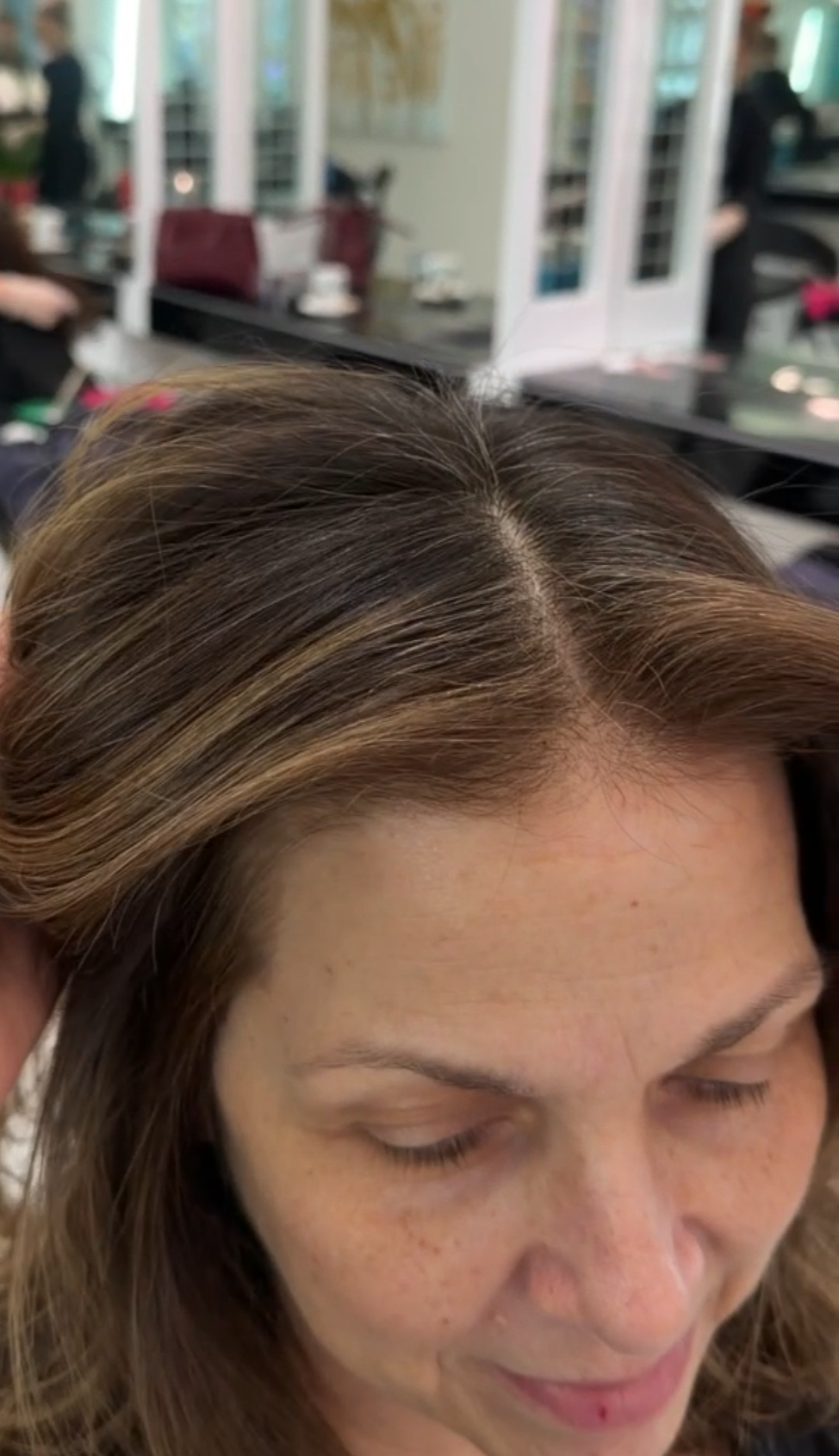 Gray blending maintenance appointment. Grays are camouflaged and blended. Performed at Bellibone Salon in Bergen County, NJ