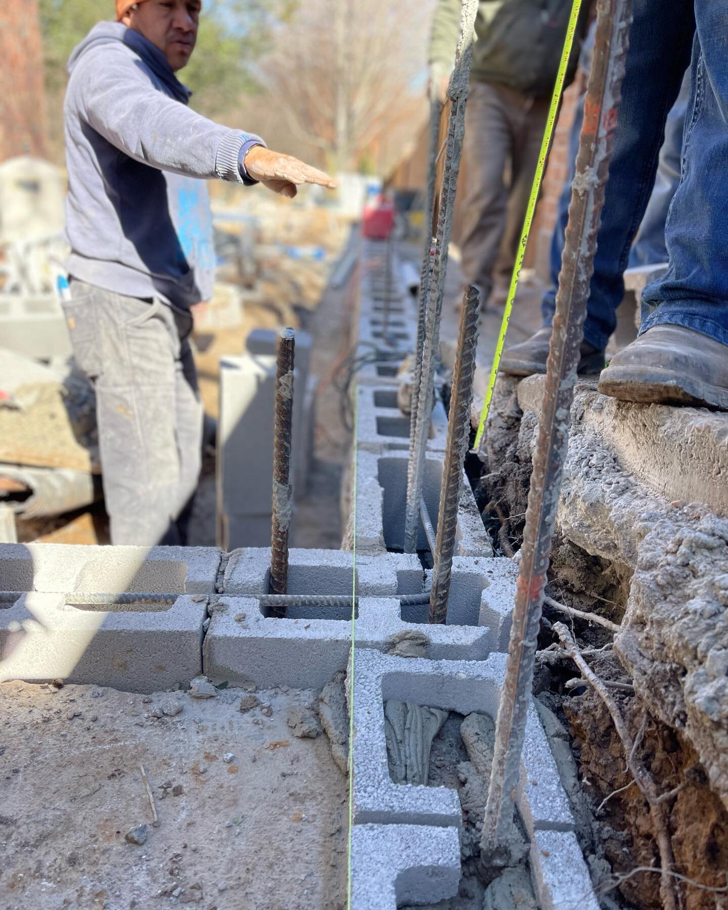 Does anyone else feel like 75% of the project is preparation and communication as a team in order to achieve the greatest success? The work is the easy part with the experienced tradesman. #masonry #cinderblock #rebar