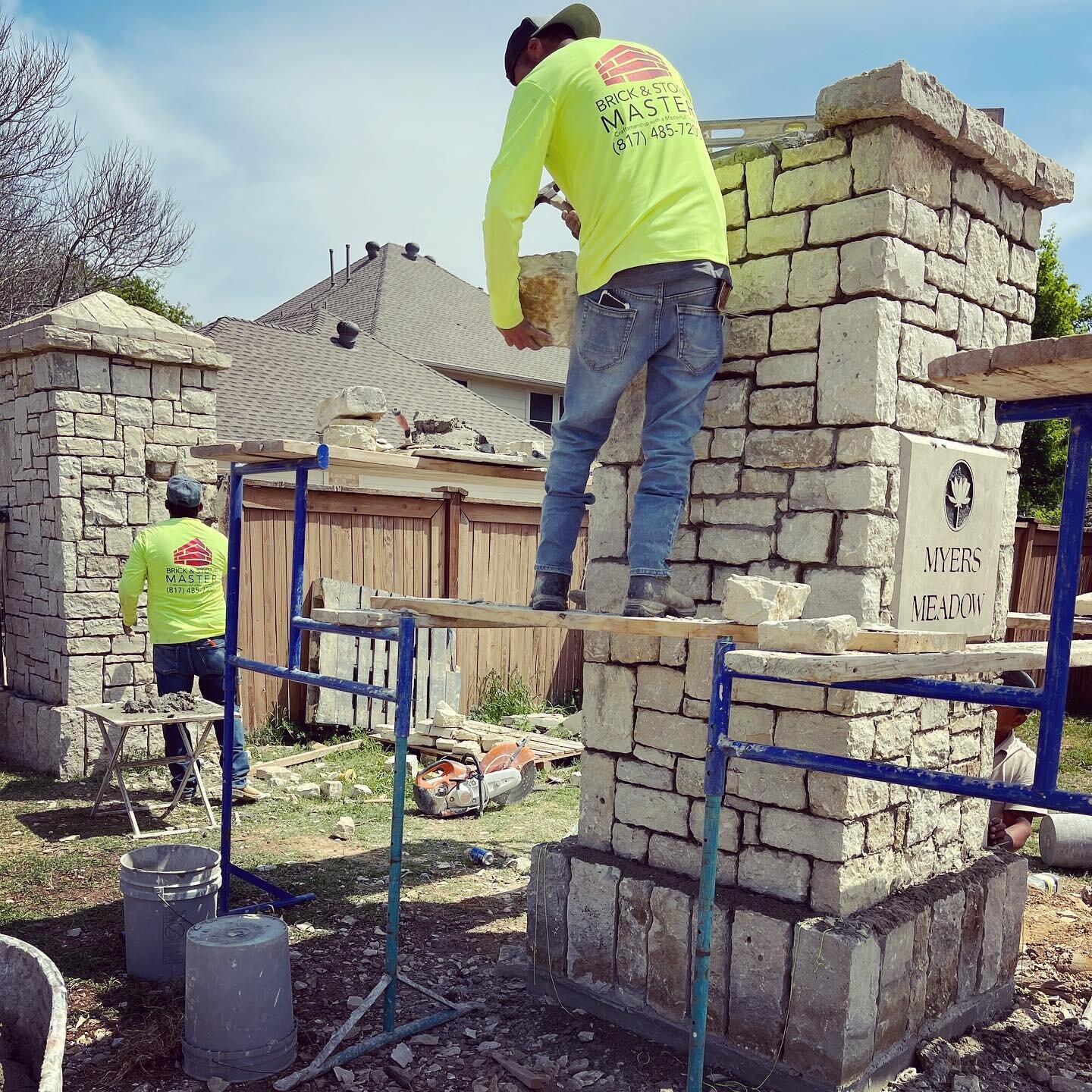 Building new columns for Myers Meadow in Southlake.